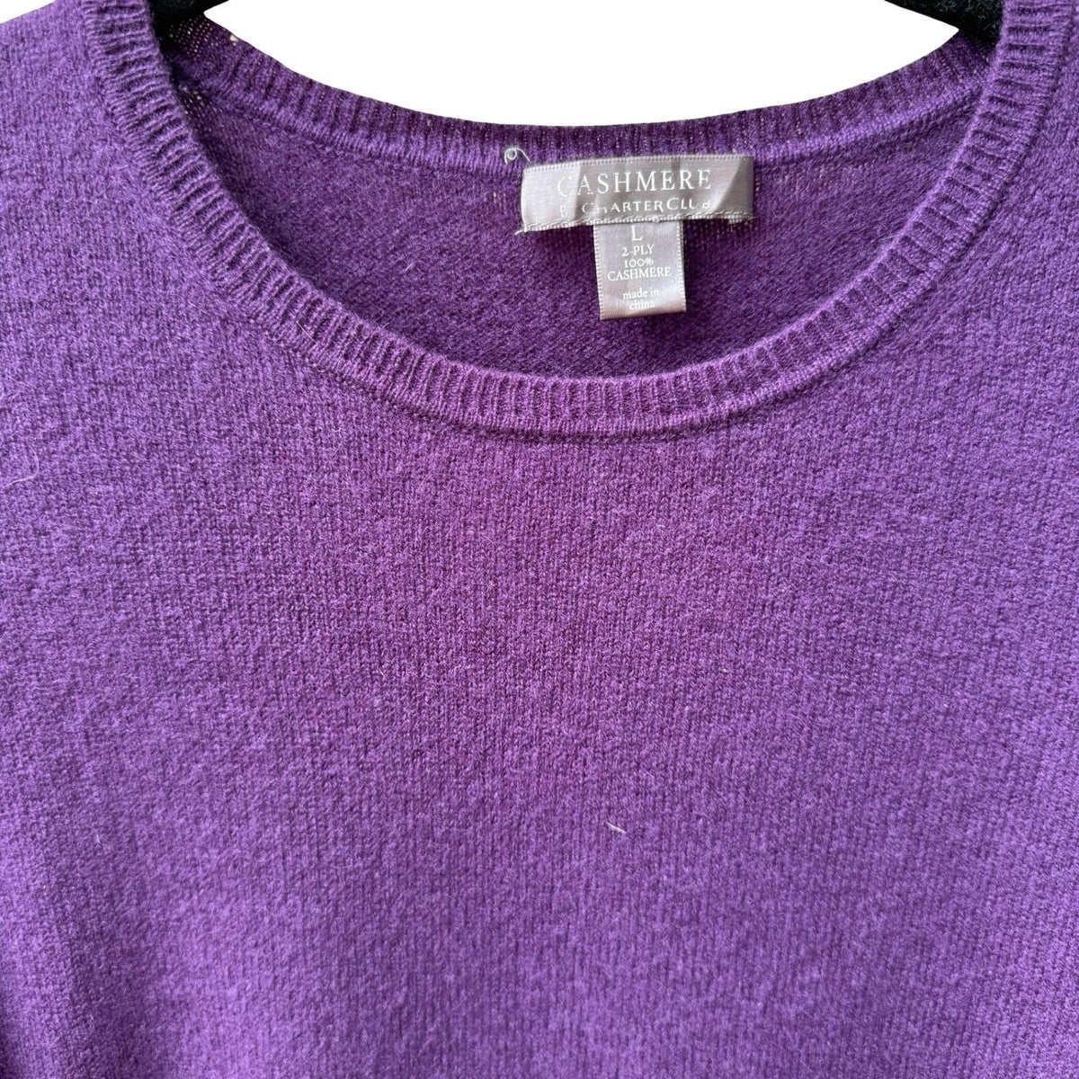 Charter Club 2-Ply 100% Cashmere Quiet Luxury Old Money Preppy Sweater Purple L