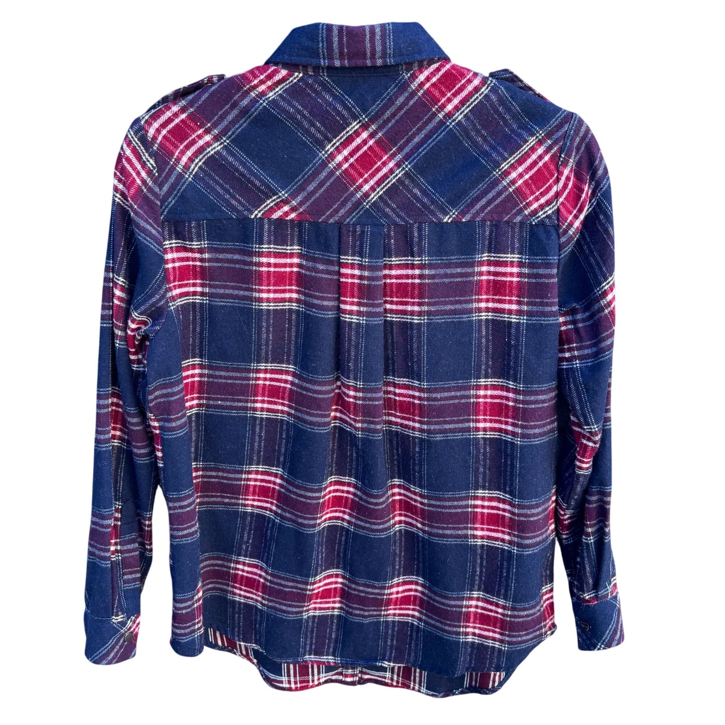 LaBellum Hillary Scott Womens Plaid Button Snap Western Rhinestone Pearl Shirt S