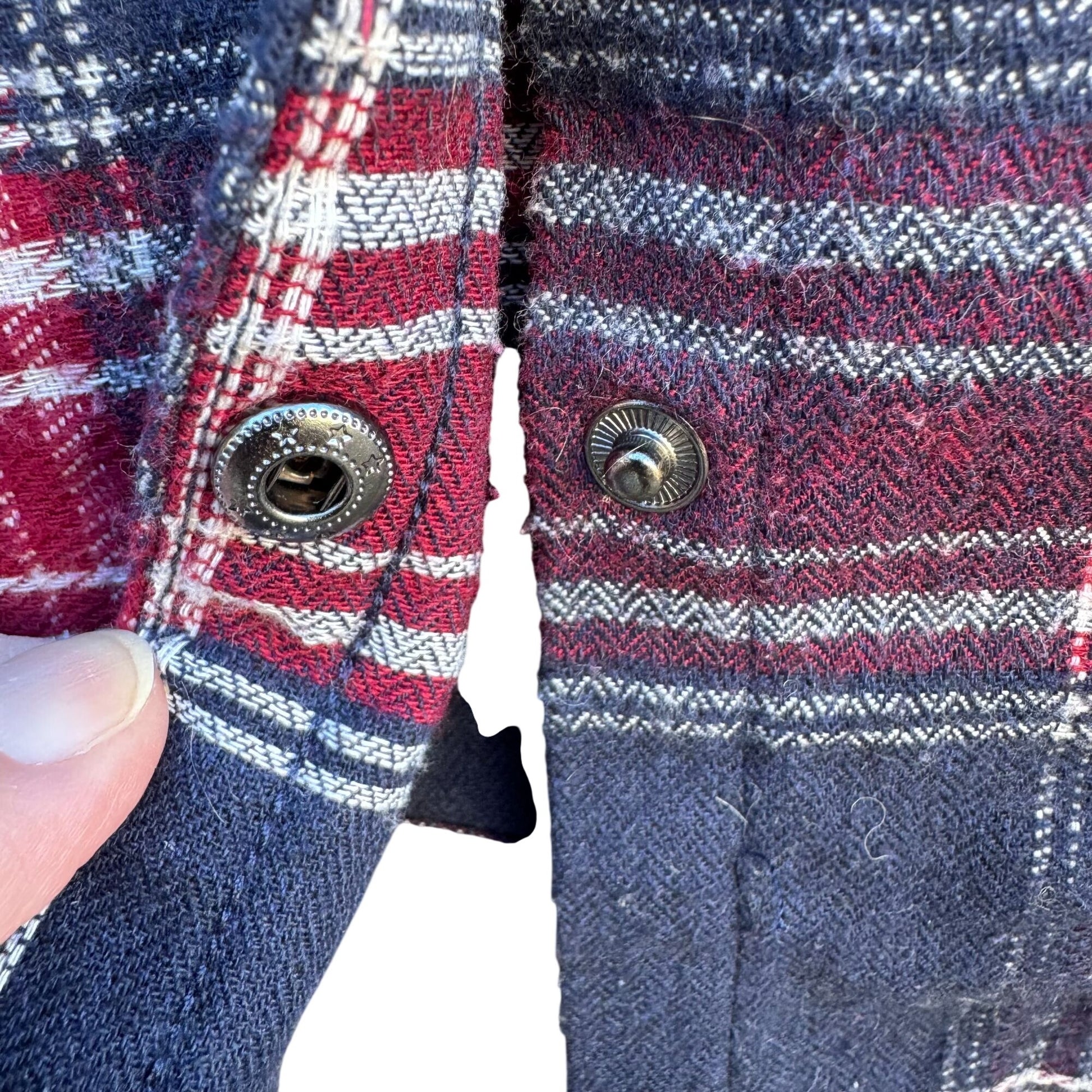 LaBellum Hillary Scott Womens Plaid Button Snap Western Rhinestone Pearl Shirt S