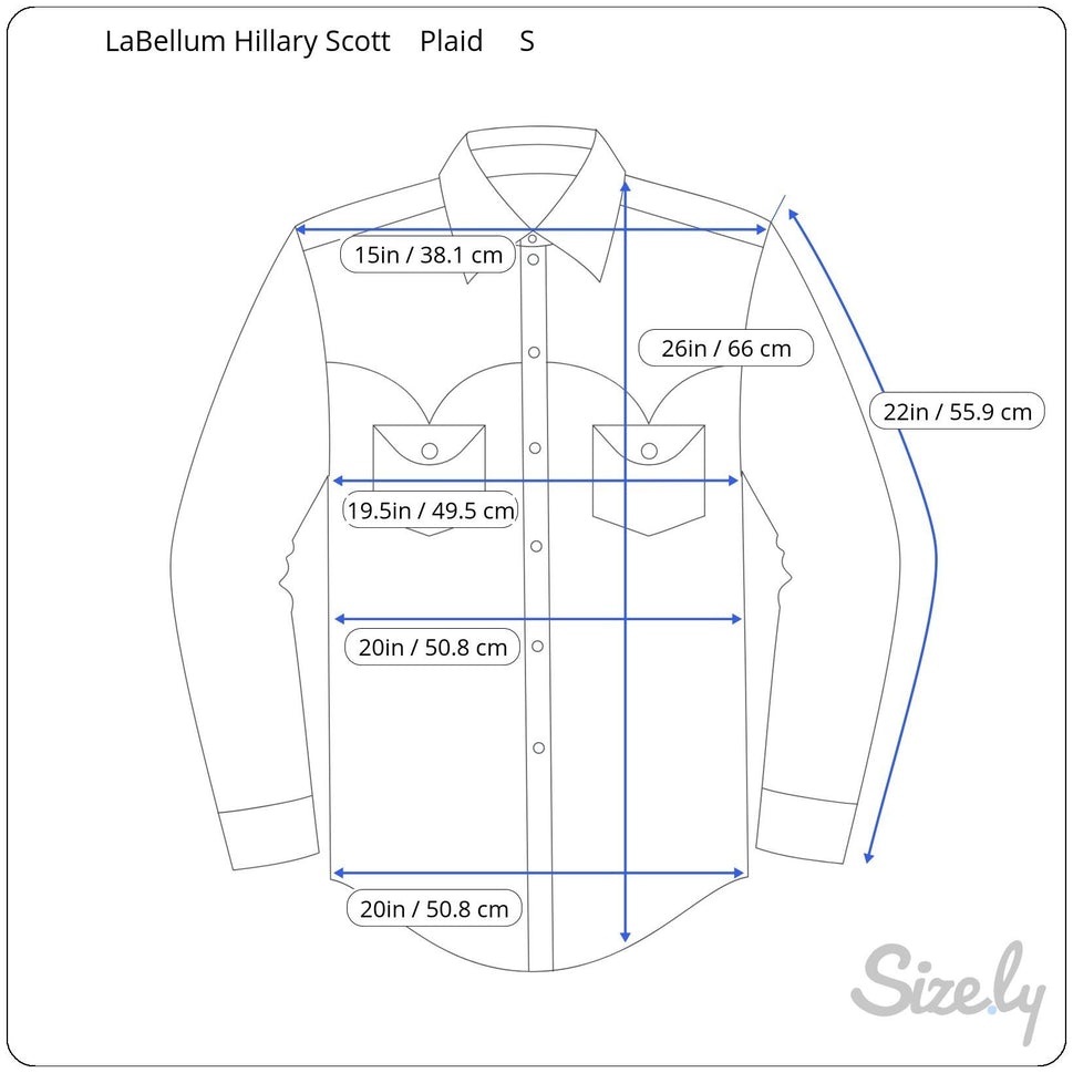 LaBellum Hillary Scott Womens Plaid Button Snap Western Rhinestone Pearl Shirt S