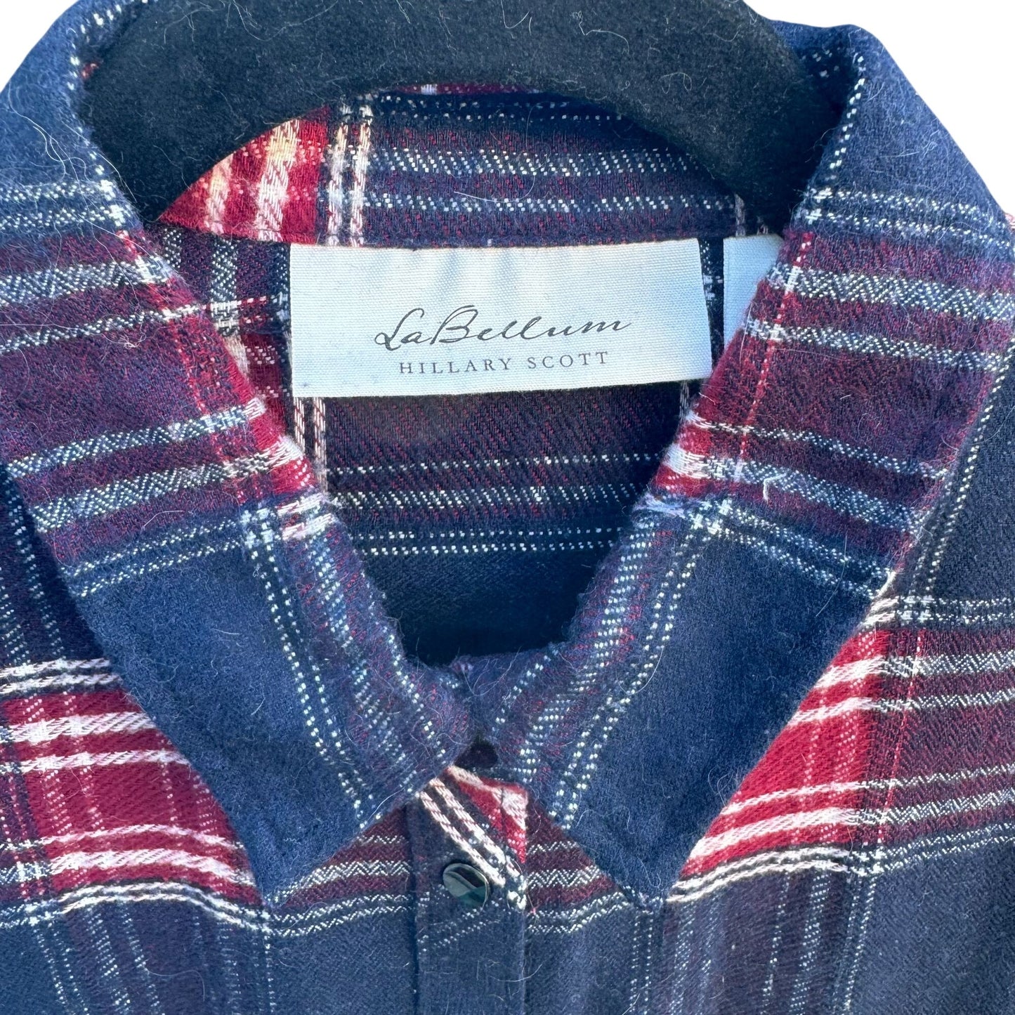 LaBellum Hillary Scott Womens Plaid Button Snap Western Rhinestone Pearl Shirt S