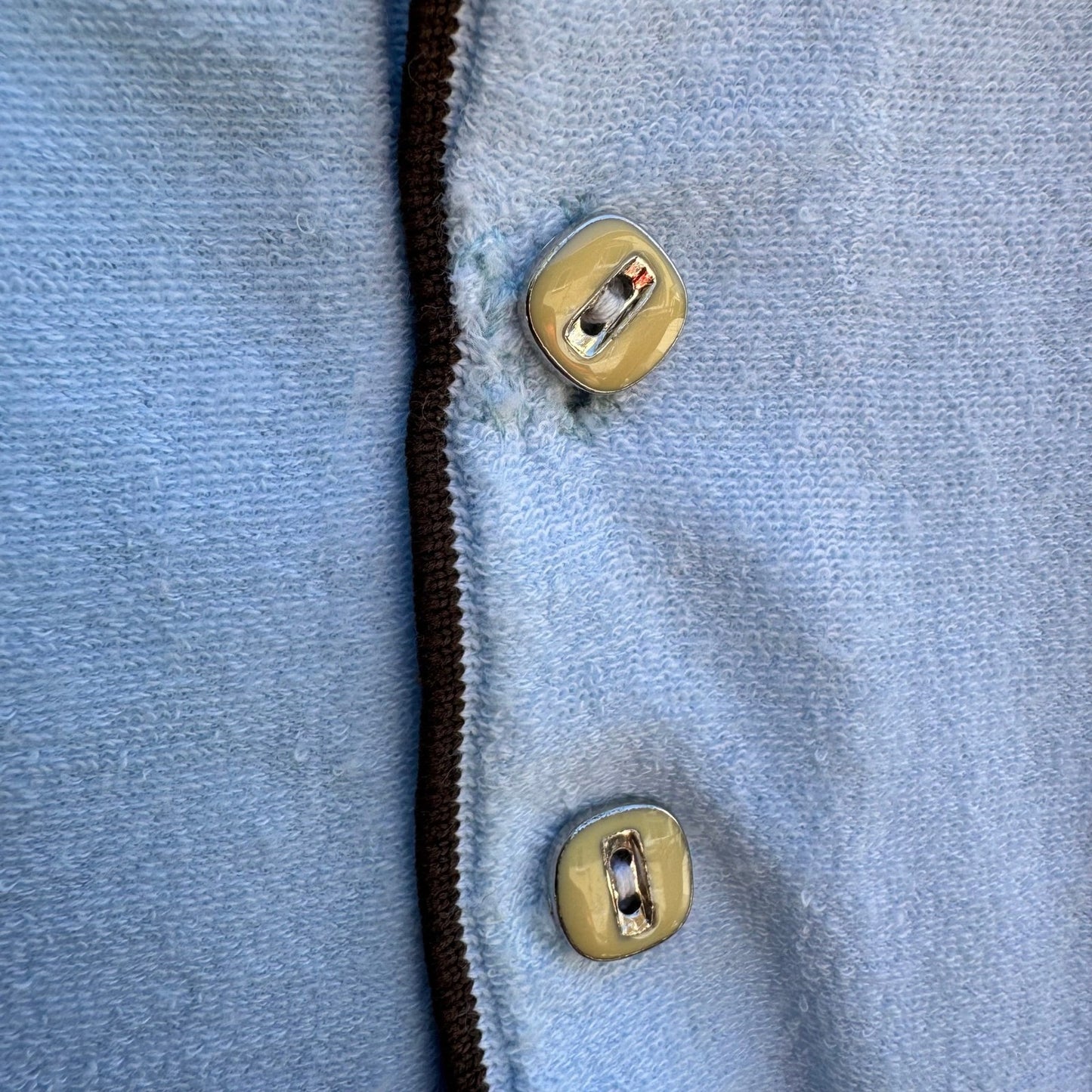 Vintage 60s 70s Pale Blue French Terry Knit Polo Shirt Retro Mod Mens L Grandpa