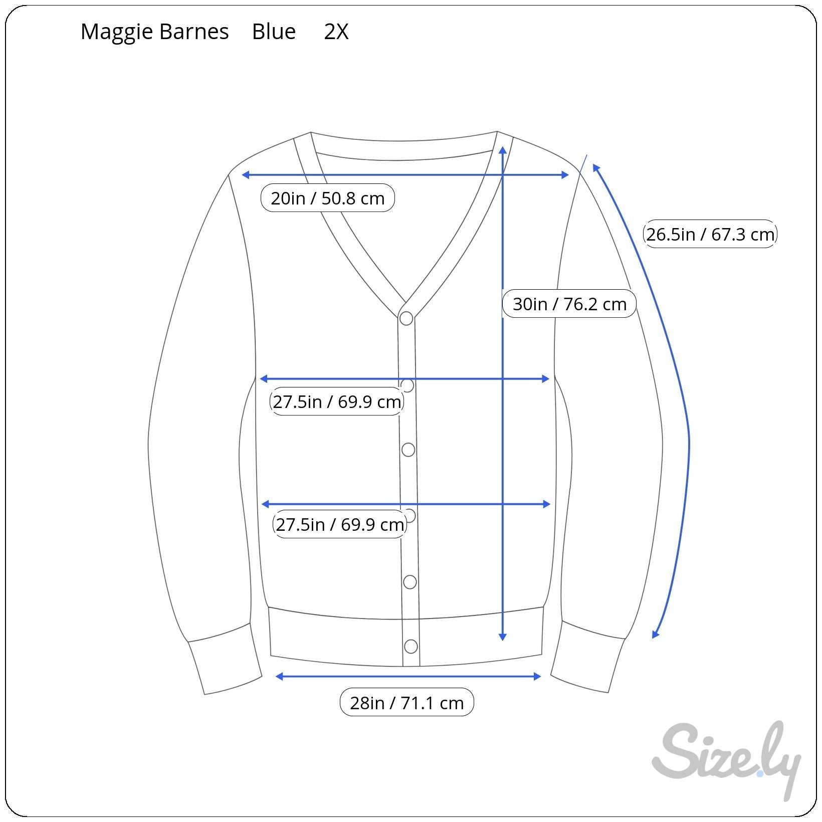 Maggie Barnes Womens Blue Button-Front Knit Beaded Long Sleeve Cardigan Sweater 2X