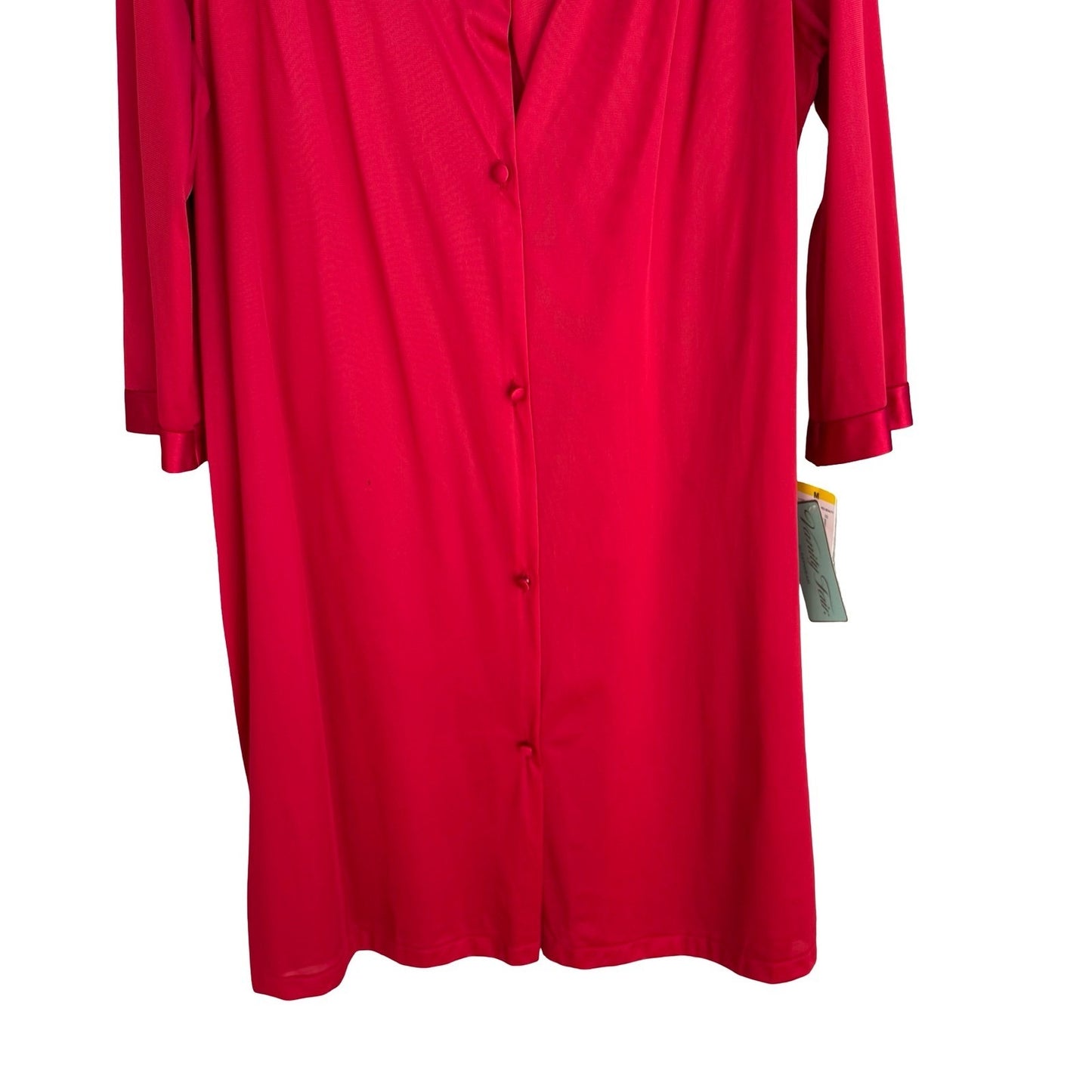 Vanity Fair Beauty Loungewear Embroidered Housecoat Sleepwear Robe Red M NEW