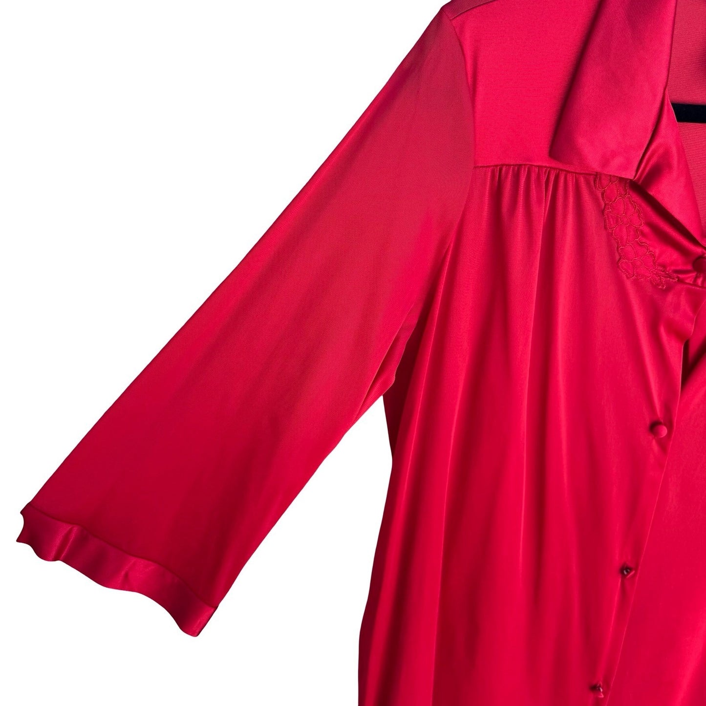 Vanity Fair Beauty Loungewear Embroidered Housecoat Sleepwear Robe Red M NEW