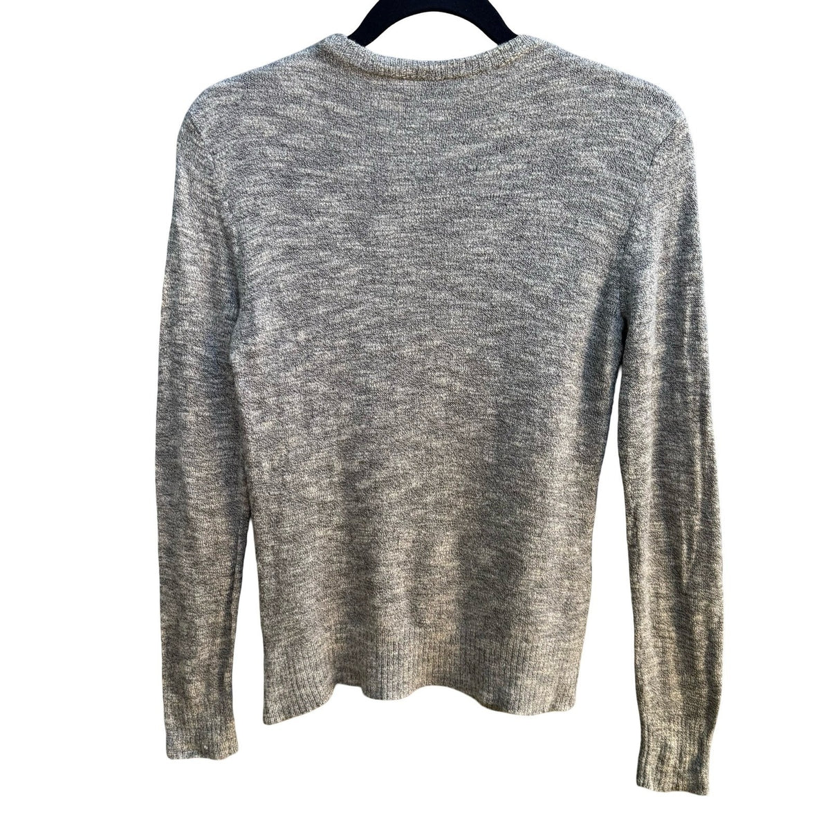 Theory Erec Scape Minimalist Silk Wool Blend Marled Crewneck Sweater Grey S