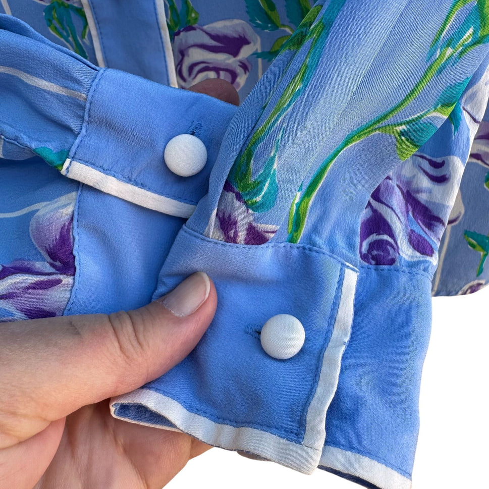 Bob Mackie Wearable Art Vintage Silk Floral Shirt Embroidered Tank Top Set S