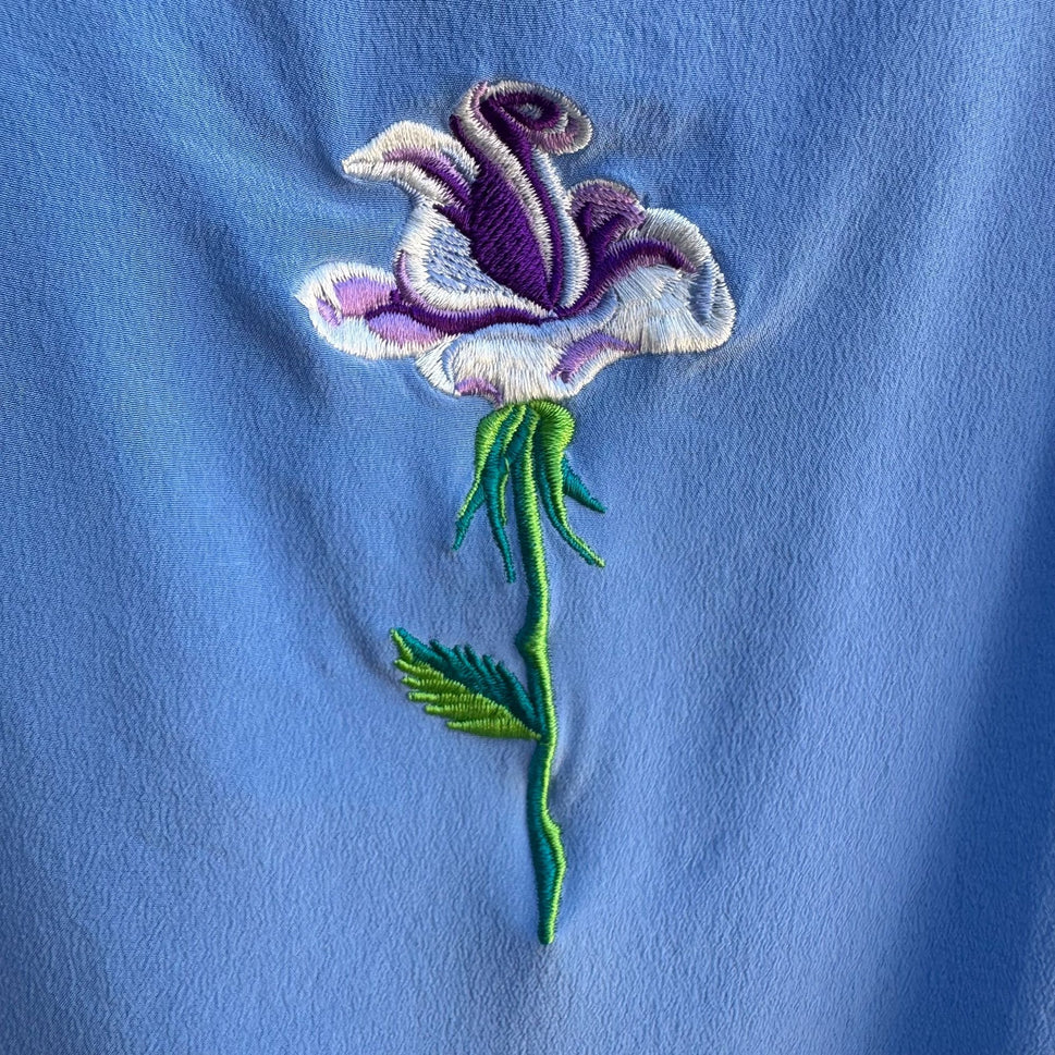 Bob Mackie Wearable Art Vintage Silk Floral Shirt Embroidered Tank Top Set S