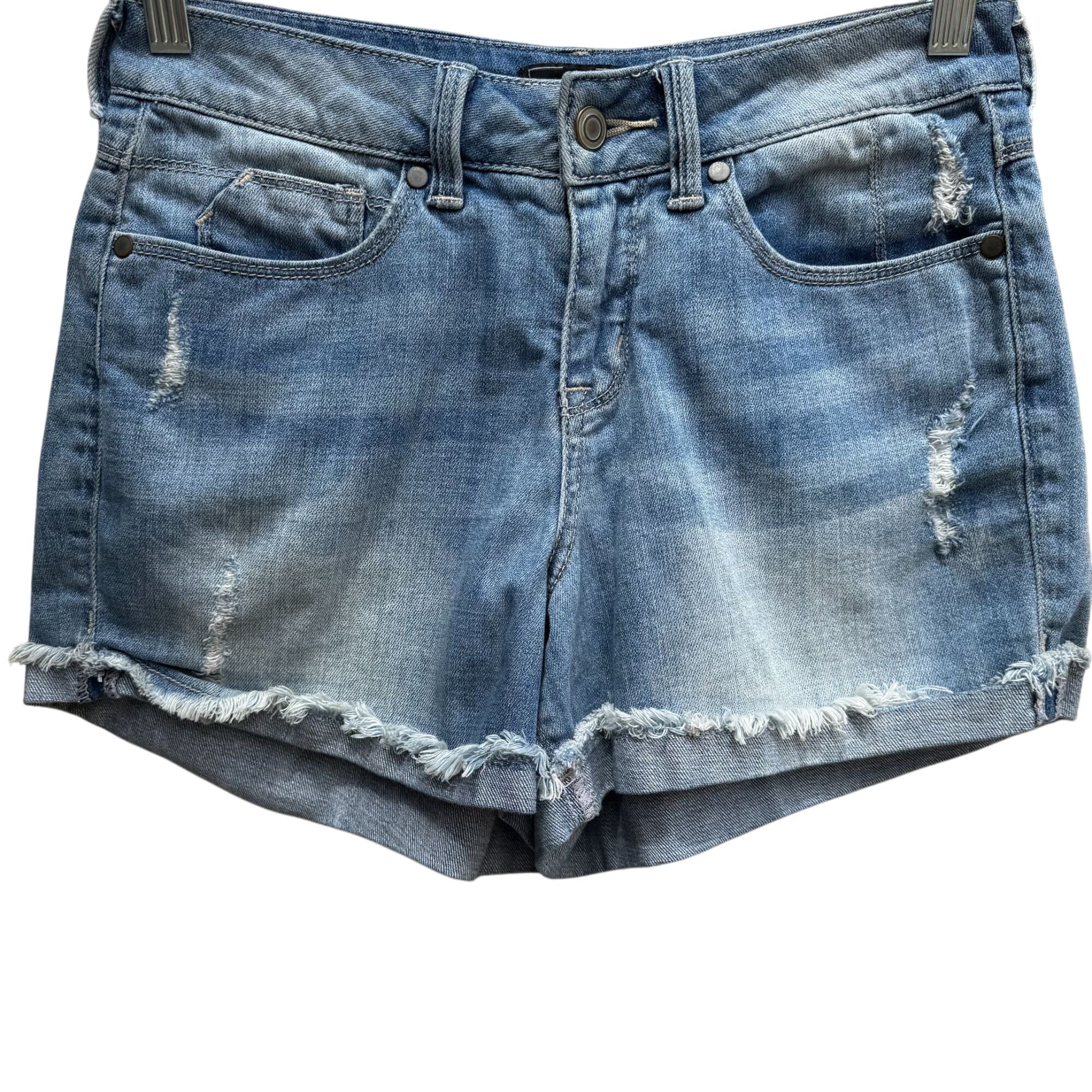 G By Giuliana Womens Distressed Denim Cotton/Spandex Blue Frayed Hem Shorts 2