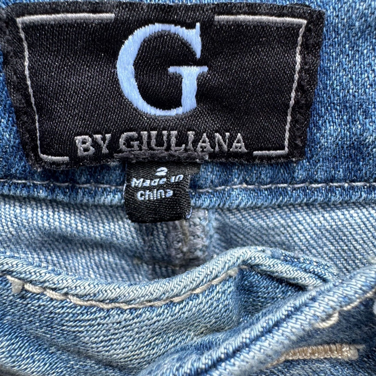 G By Giuliana Womens Distressed Denim Cotton/Spandex Blue Frayed Hem Shorts 2