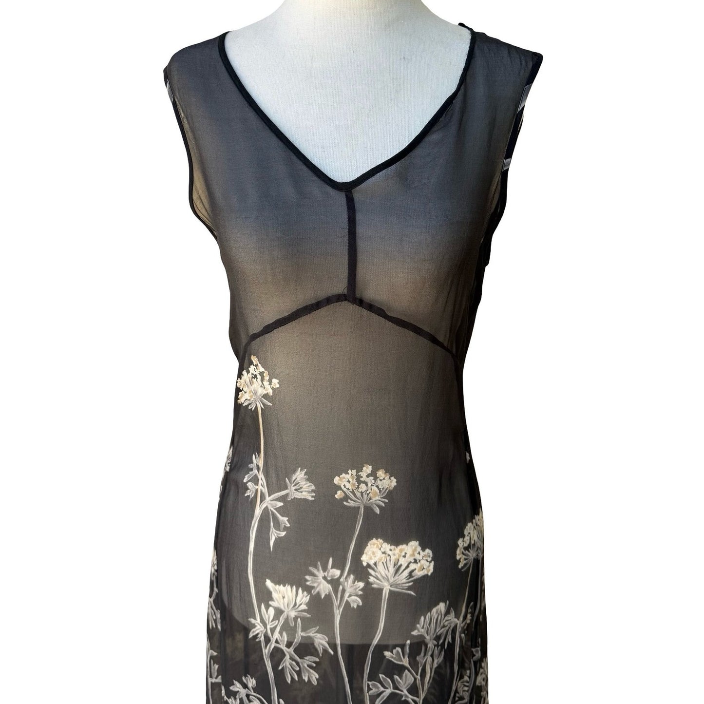BCBG Max Azria Y2K Silk Sheer Ethereal Whimsigoth Fairycore Floral Midi Dress 4