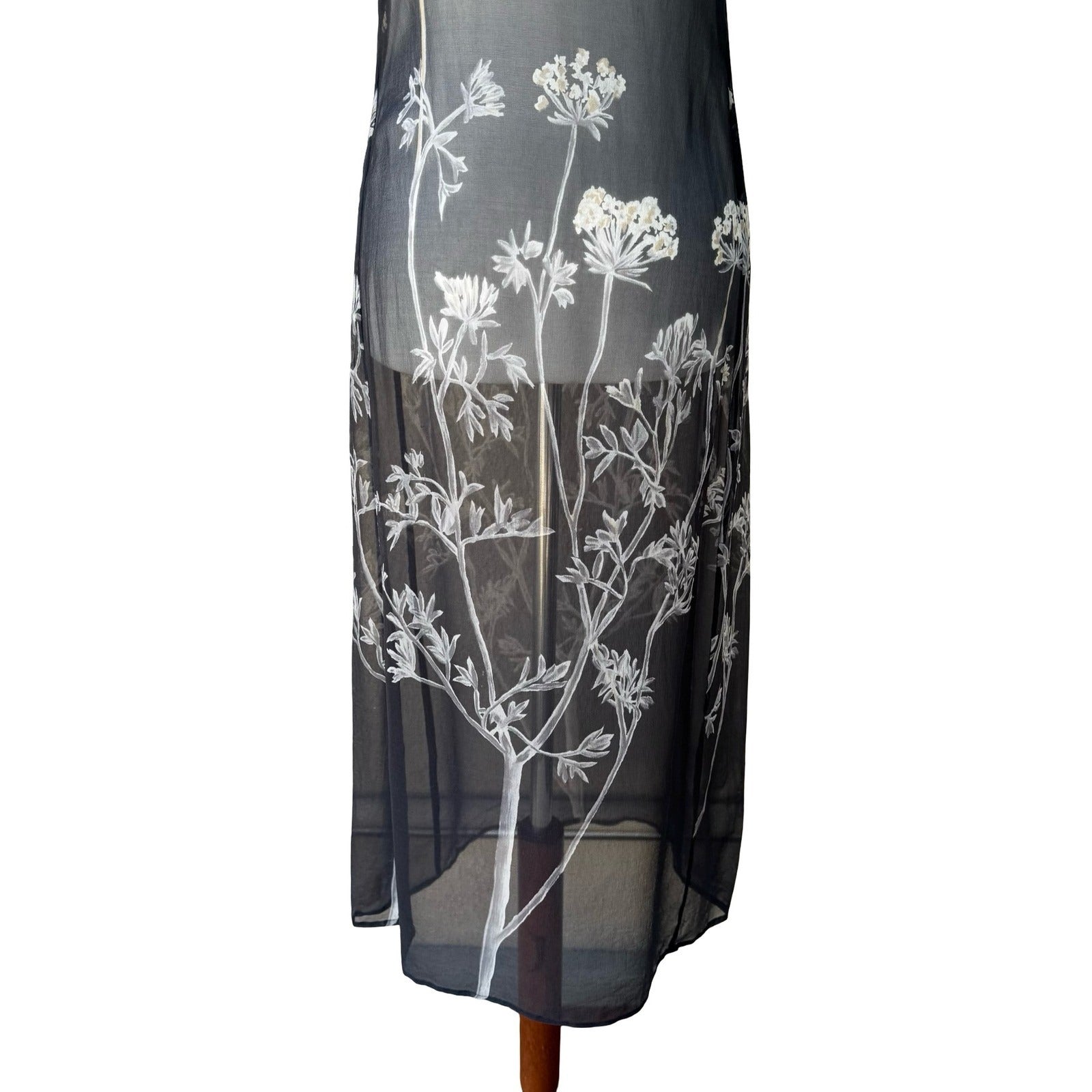BCBG Max Azria Y2K Silk Sheer Ethereal Whimsigoth Fairycore Floral Midi Dress 4