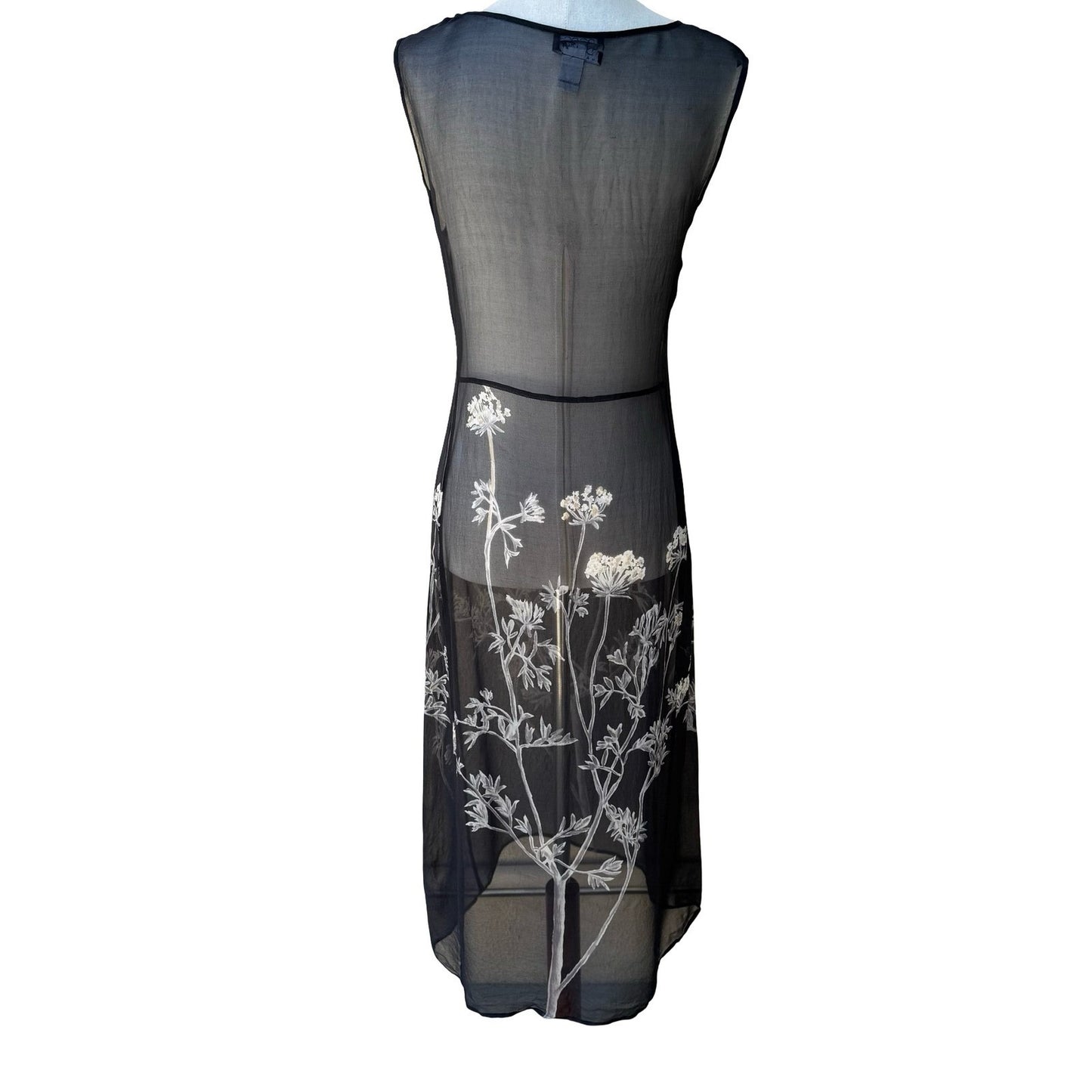 BCBG Max Azria Y2K Silk Sheer Ethereal Whimsigoth Fairycore Floral Midi Dress 4