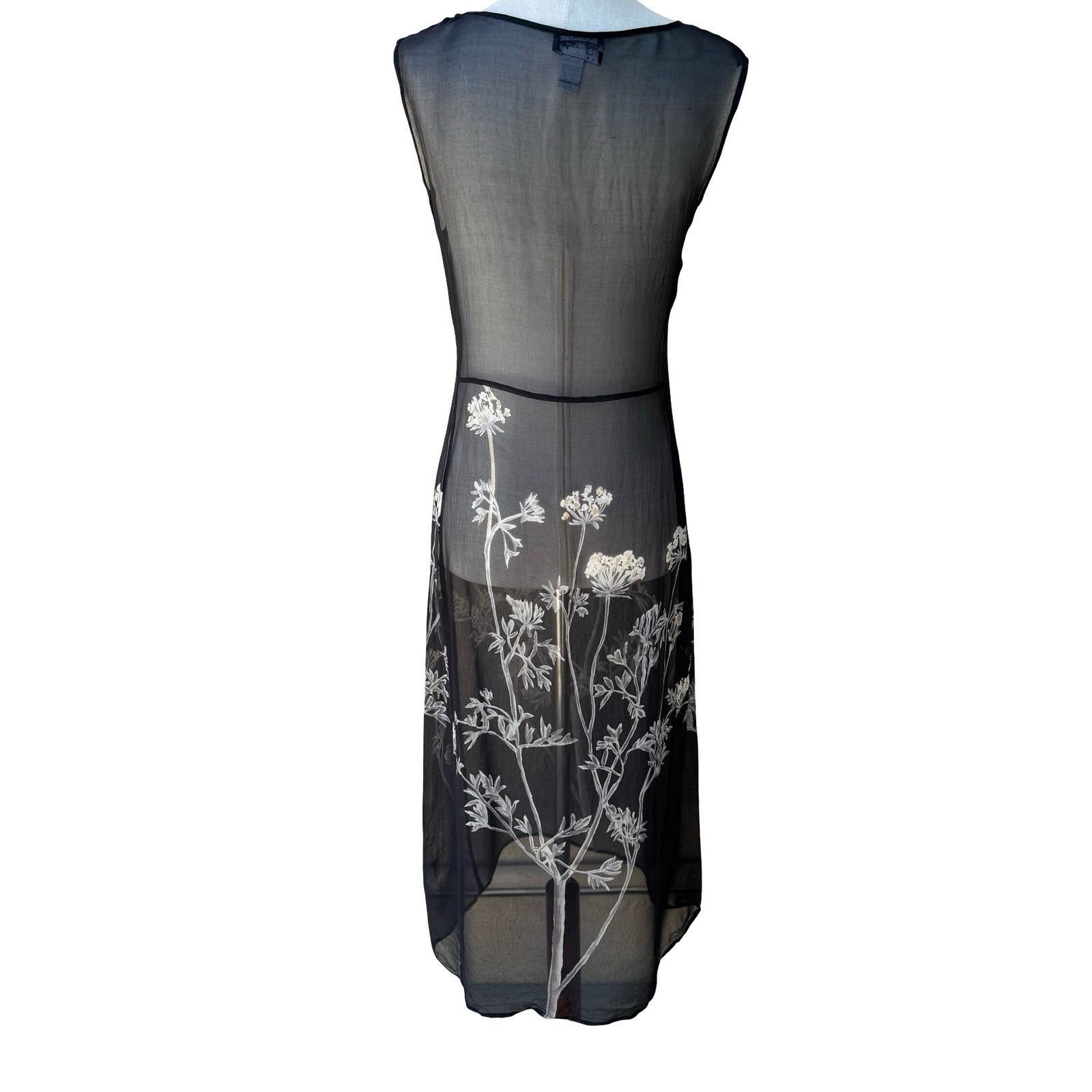 BCBG Max Azria Y2K Silk Sheer Ethereal Whimsigoth Fairycore Floral Midi Dress 4