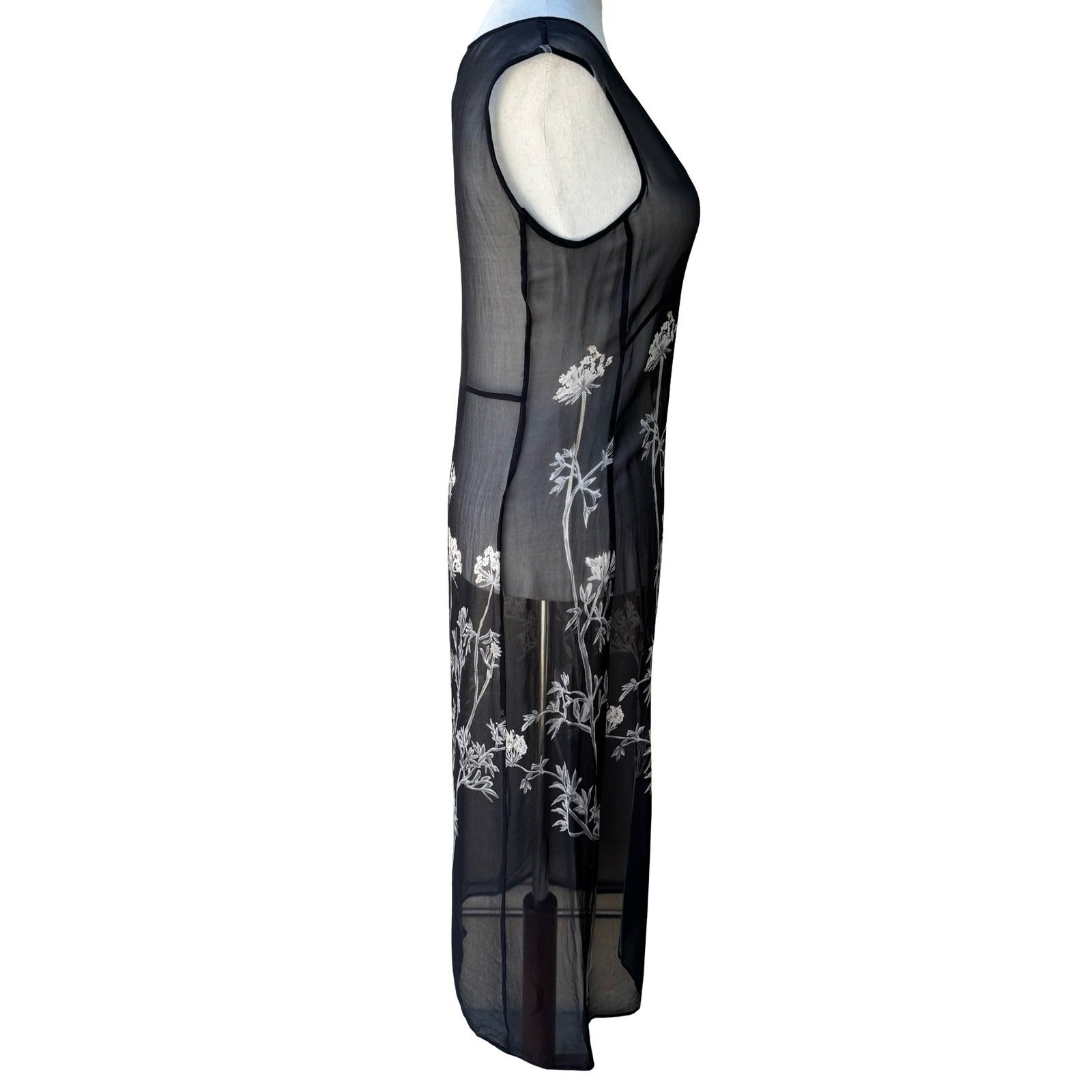 BCBG Max Azria Y2K Silk Sheer Ethereal Whimsigoth Fairycore Floral Midi Dress 4