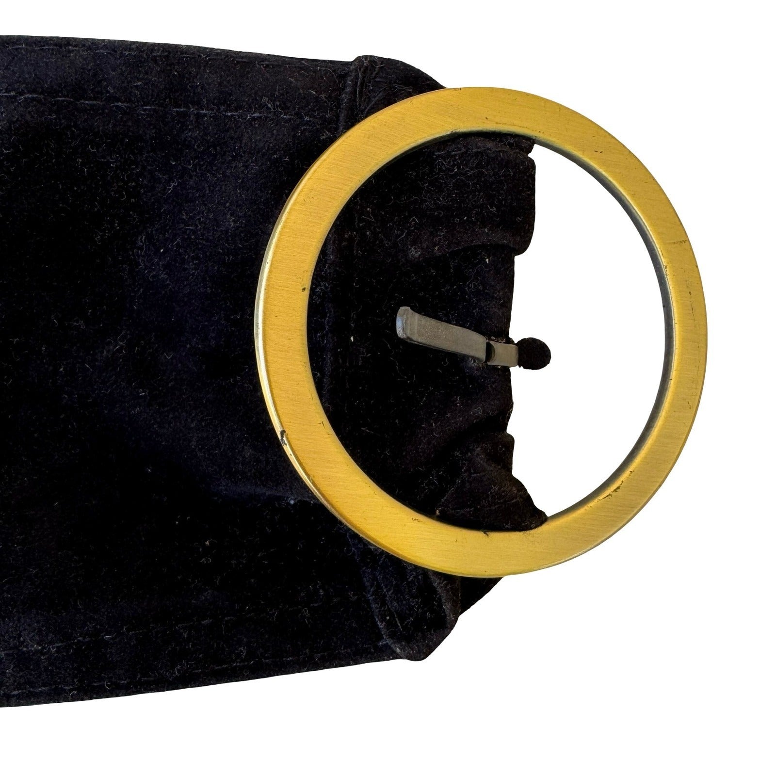 Vintage 90s Y2K Black Velvet Wide Waist Cinch Belt Gold Tone Circle Buckle Wrap