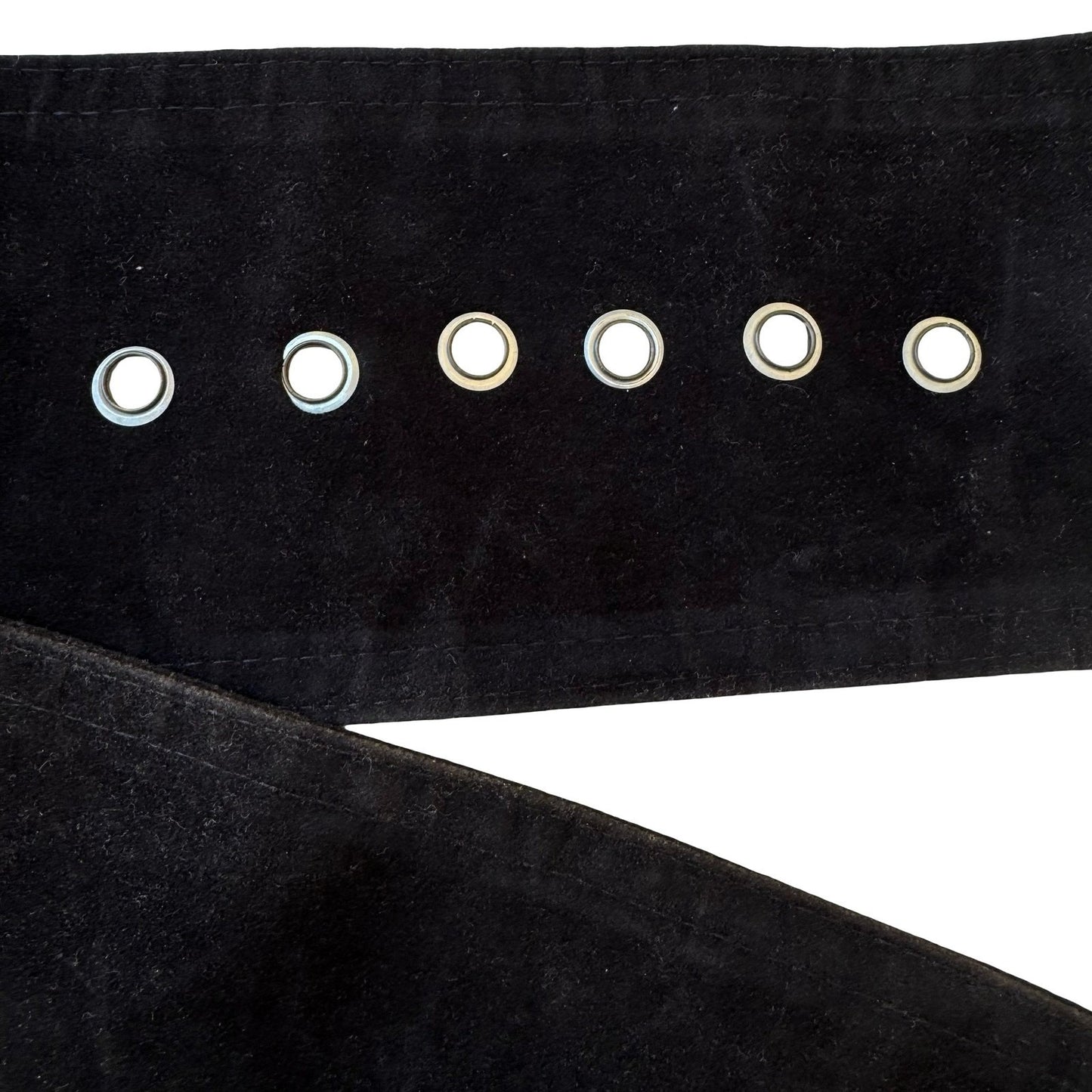 Vintage 90s Y2K Black Velvet Wide Waist Cinch Belt Gold Tone Circle Buckle Wrap