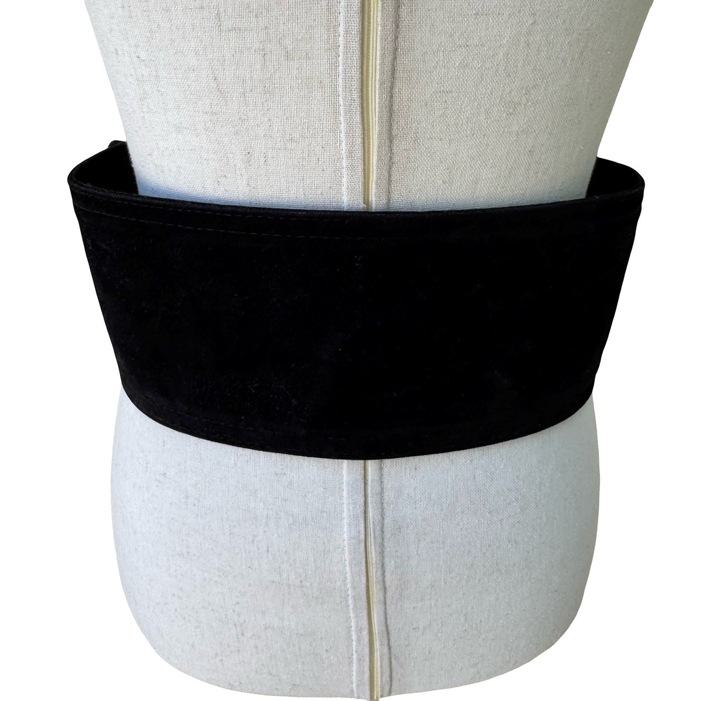 Vintage 90s Y2K Black Velvet Wide Waist Cinch Belt Gold Tone Circle Buckle Wrap