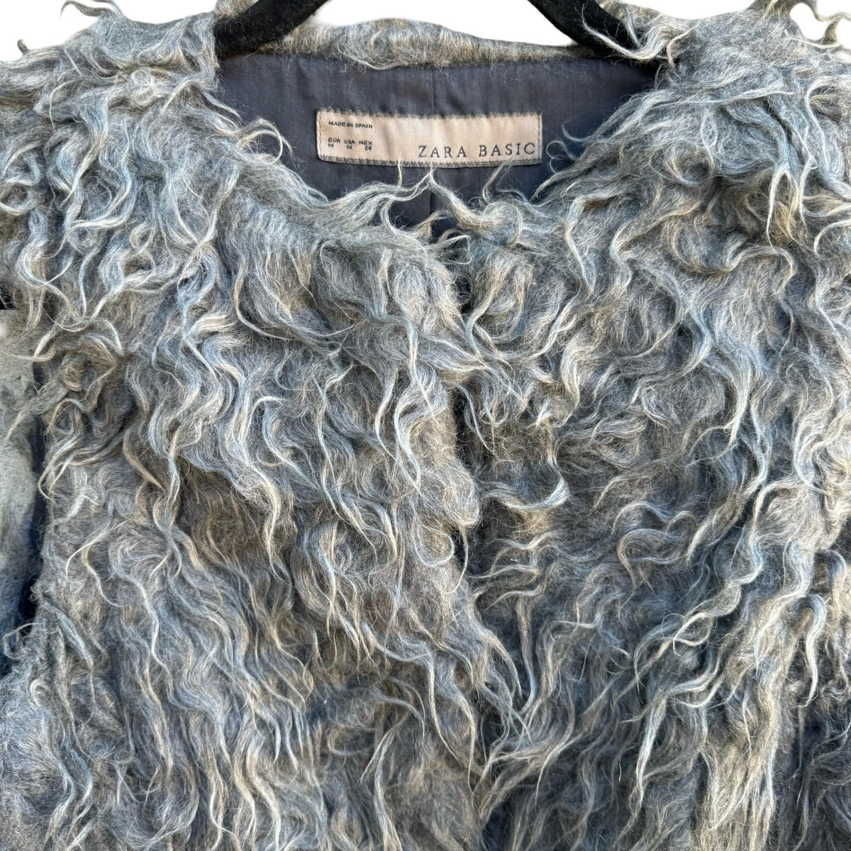 Zara Boho Mongolian Style Whimsigoth Glam Layering Shaggy Faux Fur Vest Gray M