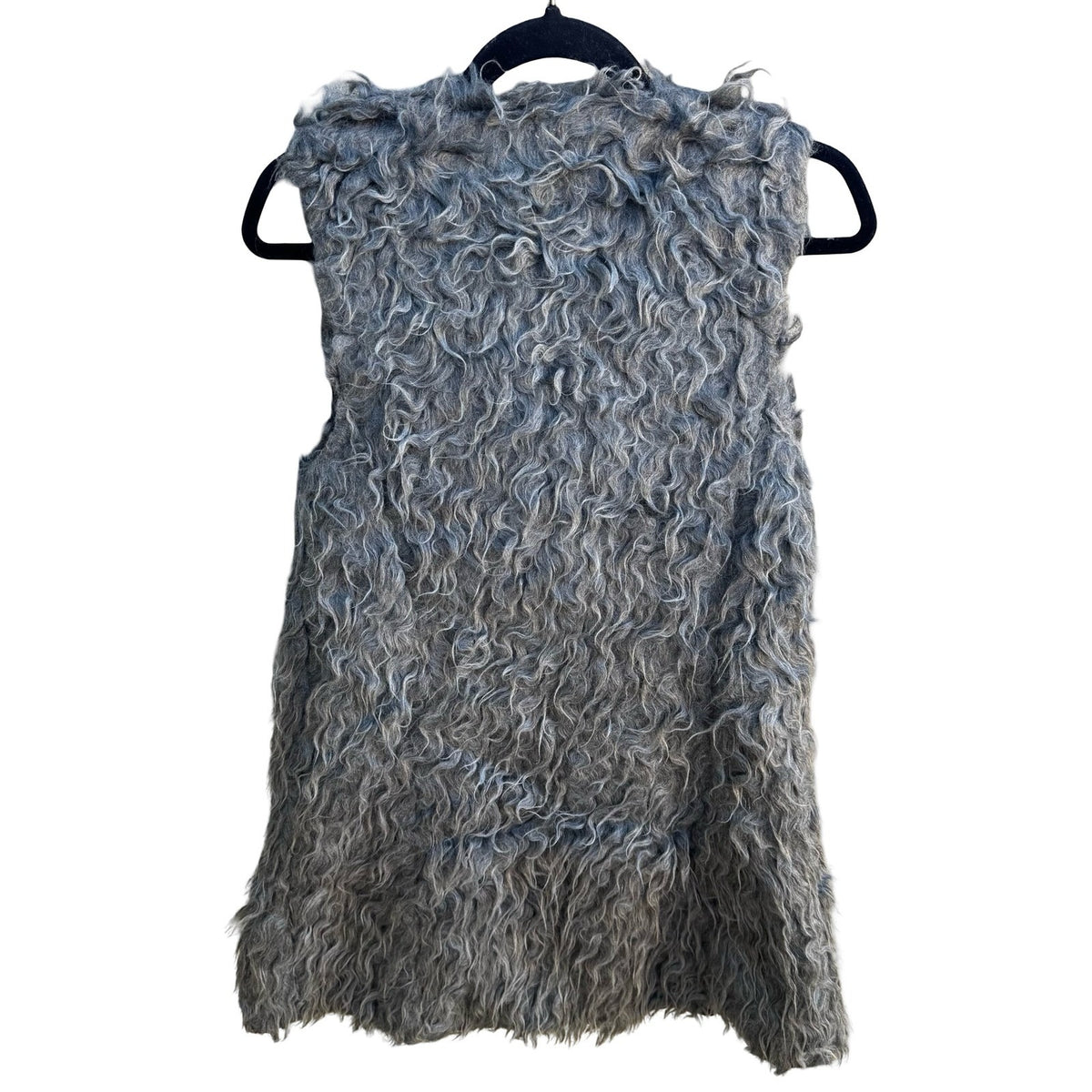 Zara Boho Mongolian Style Whimsigoth Glam Layering Shaggy Faux Fur Vest Gray M