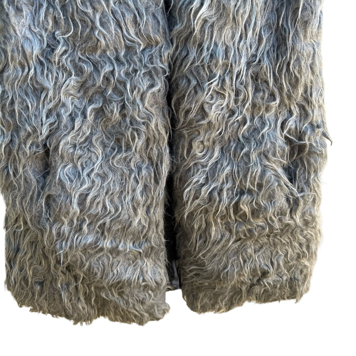 Zara Boho Mongolian Style Whimsigoth Glam Layering Shaggy Faux Fur Vest Gray M