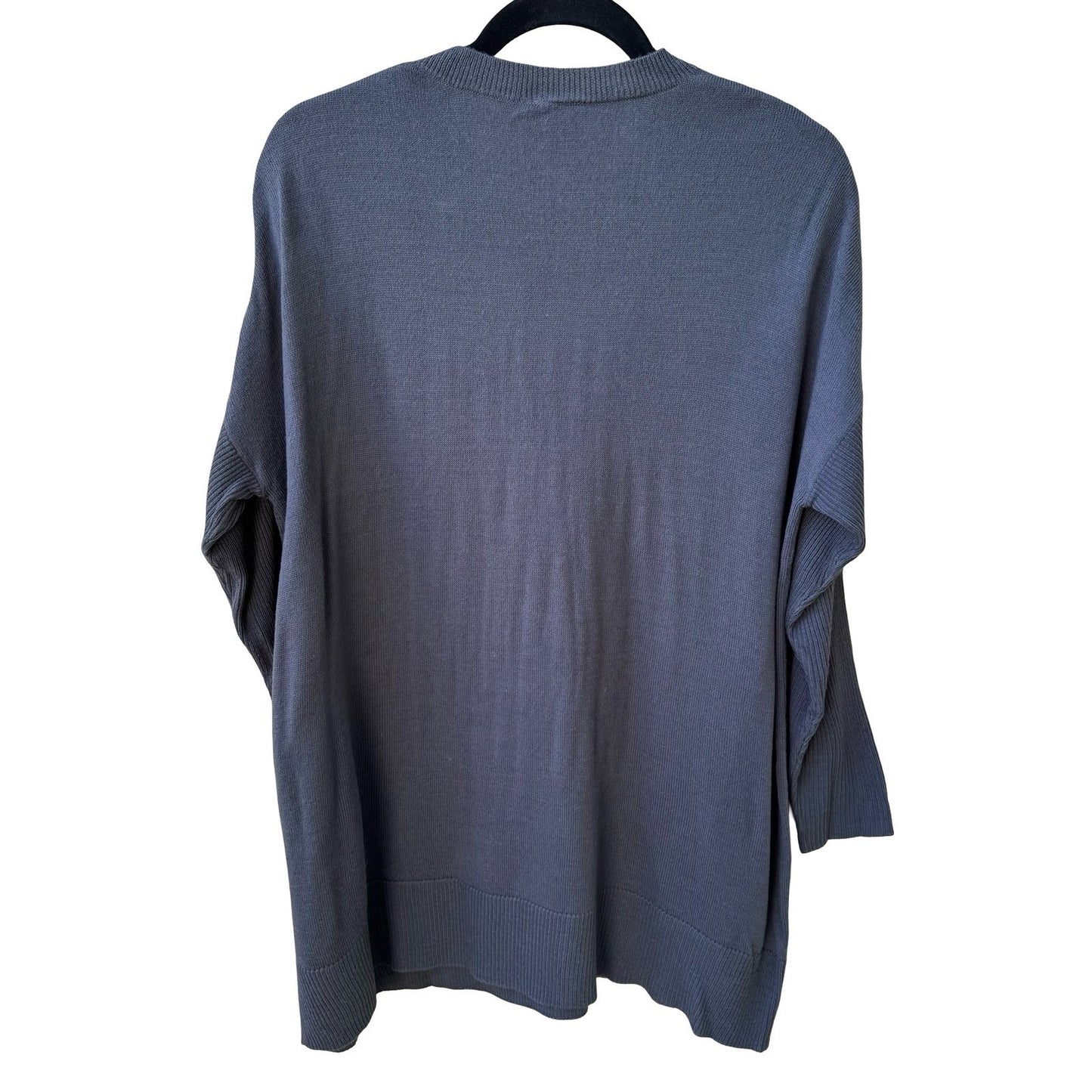 Diane Gilman Cat Lover Sequin Feline Sparkly Glam Oversized Tunic Sweater Grey M