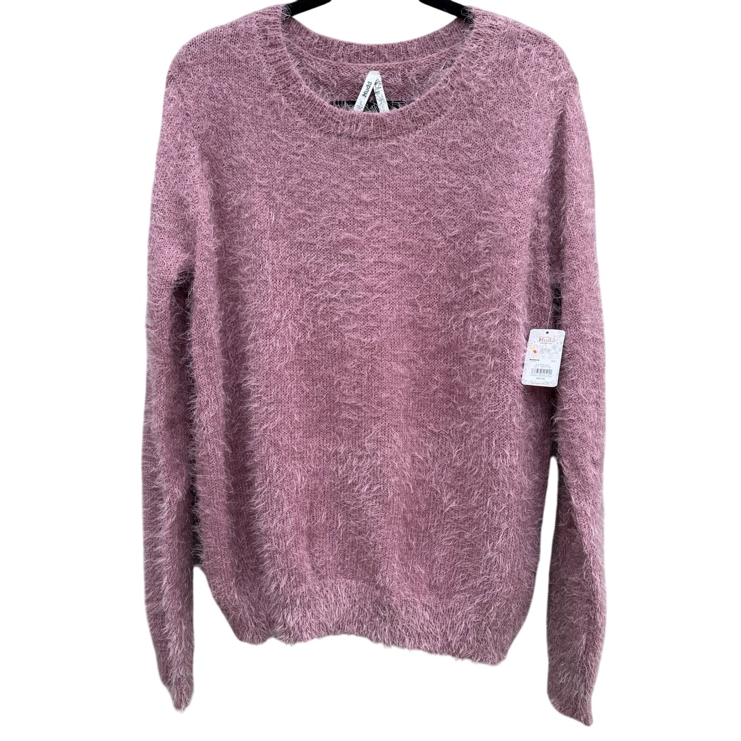 Mudd Womens Eyelash Crew Neck Mystic Mauve Fuzzy Cozy Pullover Knit Sweater New L