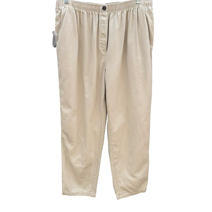Woman Within Womens Khaki Chino Pants 20W Elastic Waist Cotton Twill 31-0866-9