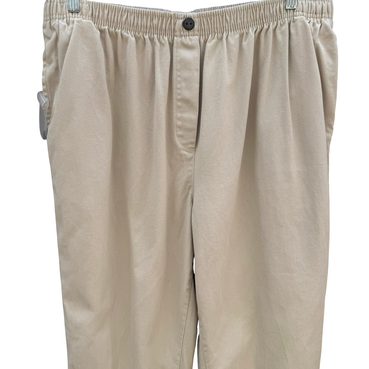 Woman Within Womens Khaki Chino Pants 20W Elastic Waist Cotton Twill 31-0866-9