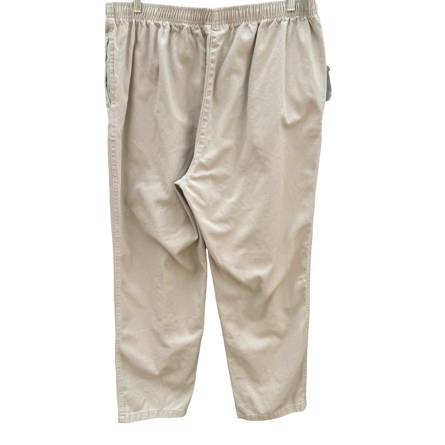Woman Within Womens Khaki Chino Pants 20W Elastic Waist Cotton Twill 31-0866-9