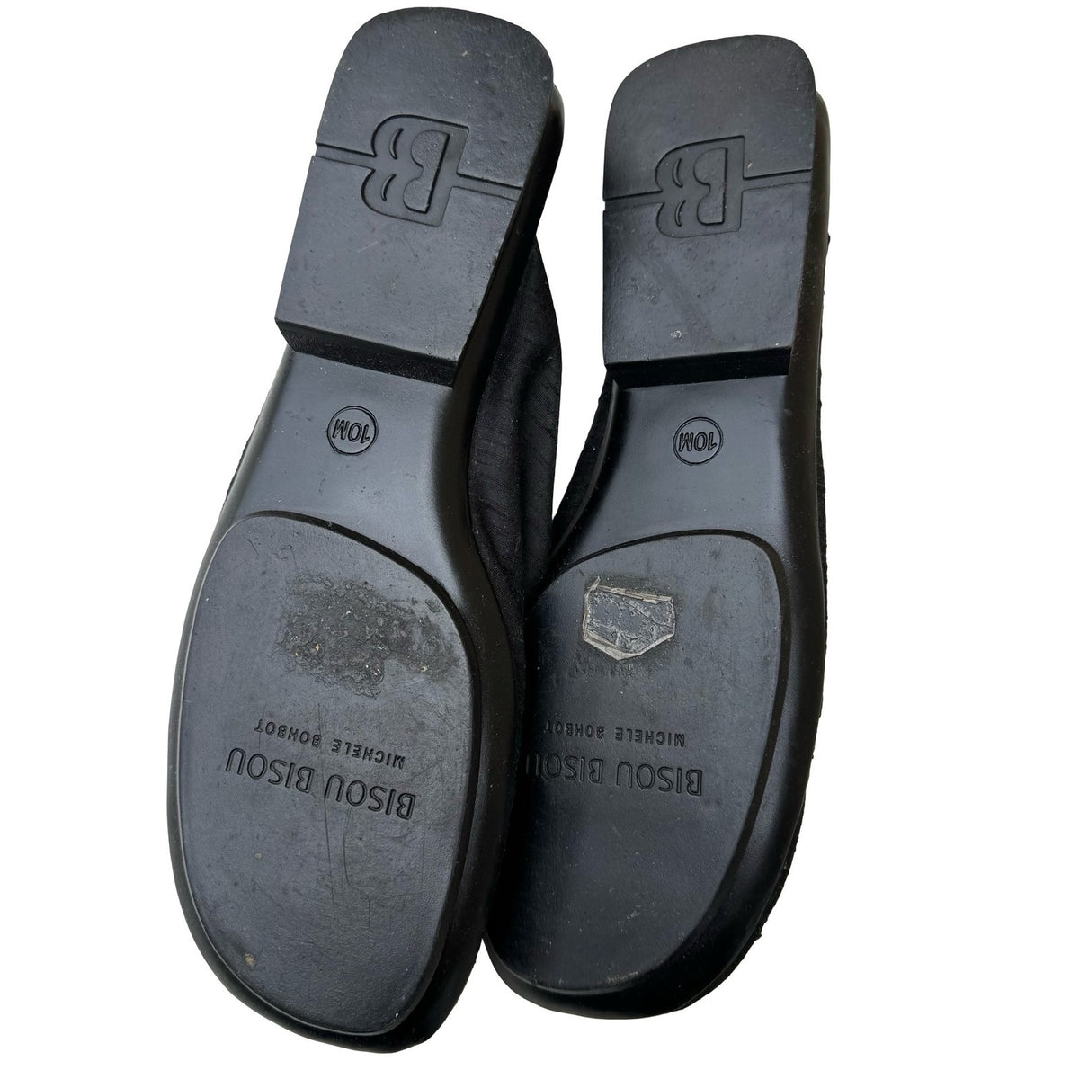 Bisou Bisou Michele Bohbot Textured Square Toe Wedge Slide Mules Black Women 10M