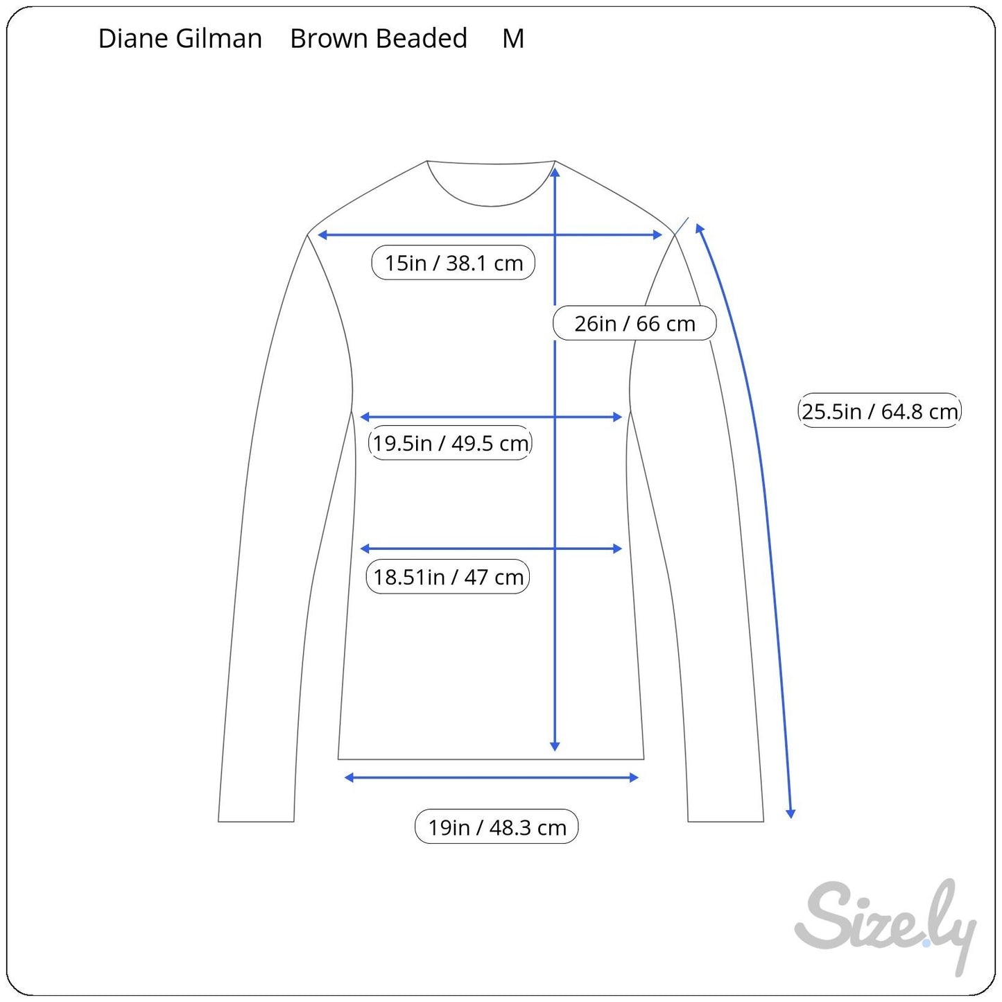 DG2 Diane Gilman Brown Long Sleeve Wooden Bead Embellishment Scoop Neck Top M