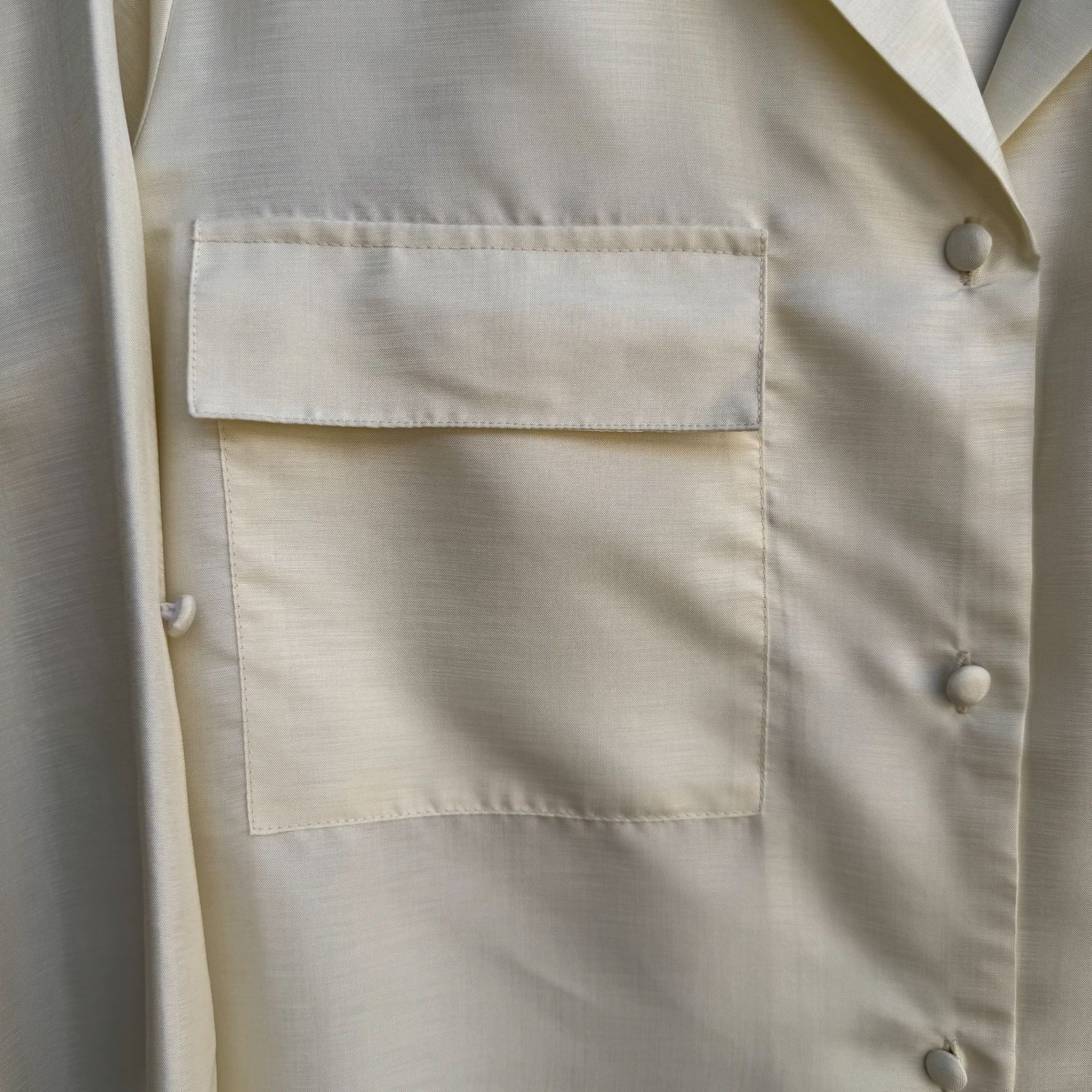 Josephine Vintage Womens Cream Poly Shantung Button-Up Roll Tab Sleeve Blouse 14