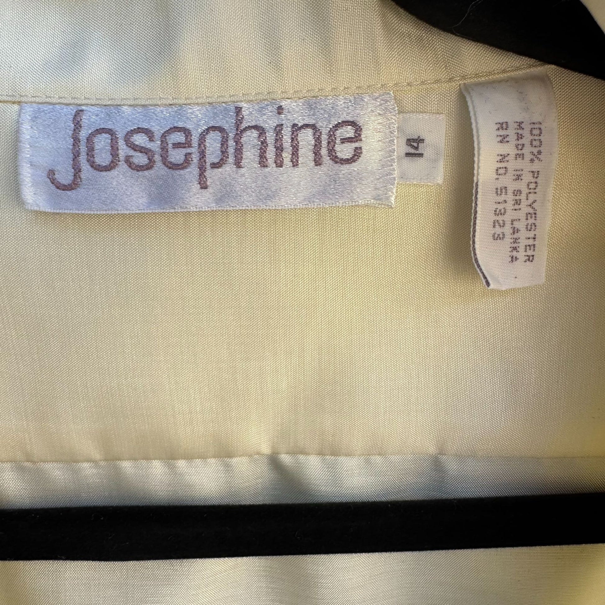 Josephine Vintage Womens Cream Poly Shantung Button-Up Roll Tab Sleeve Blouse 14