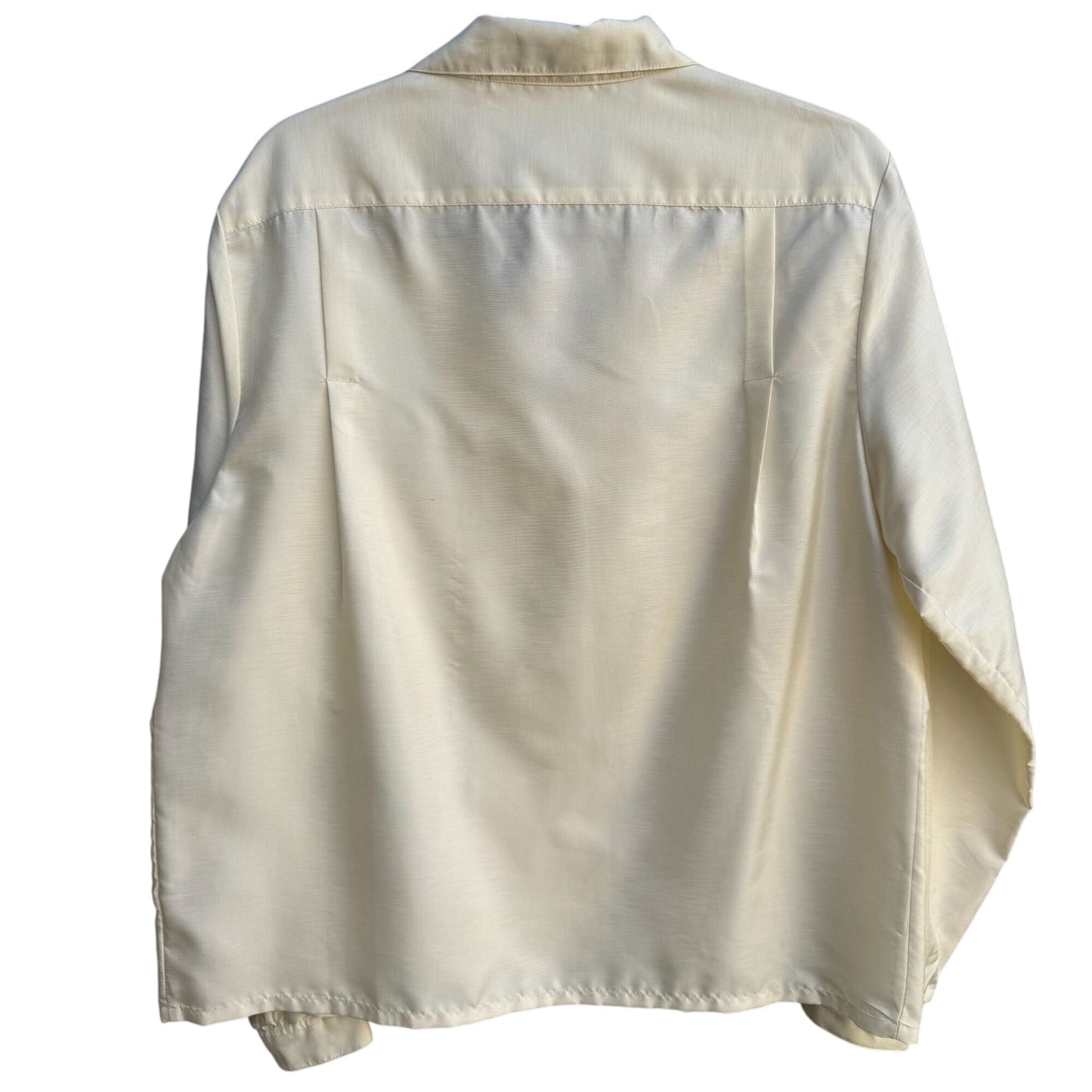 Josephine Vintage Womens Cream Poly Shantung Button-Up Roll Tab Sleeve Blouse 14