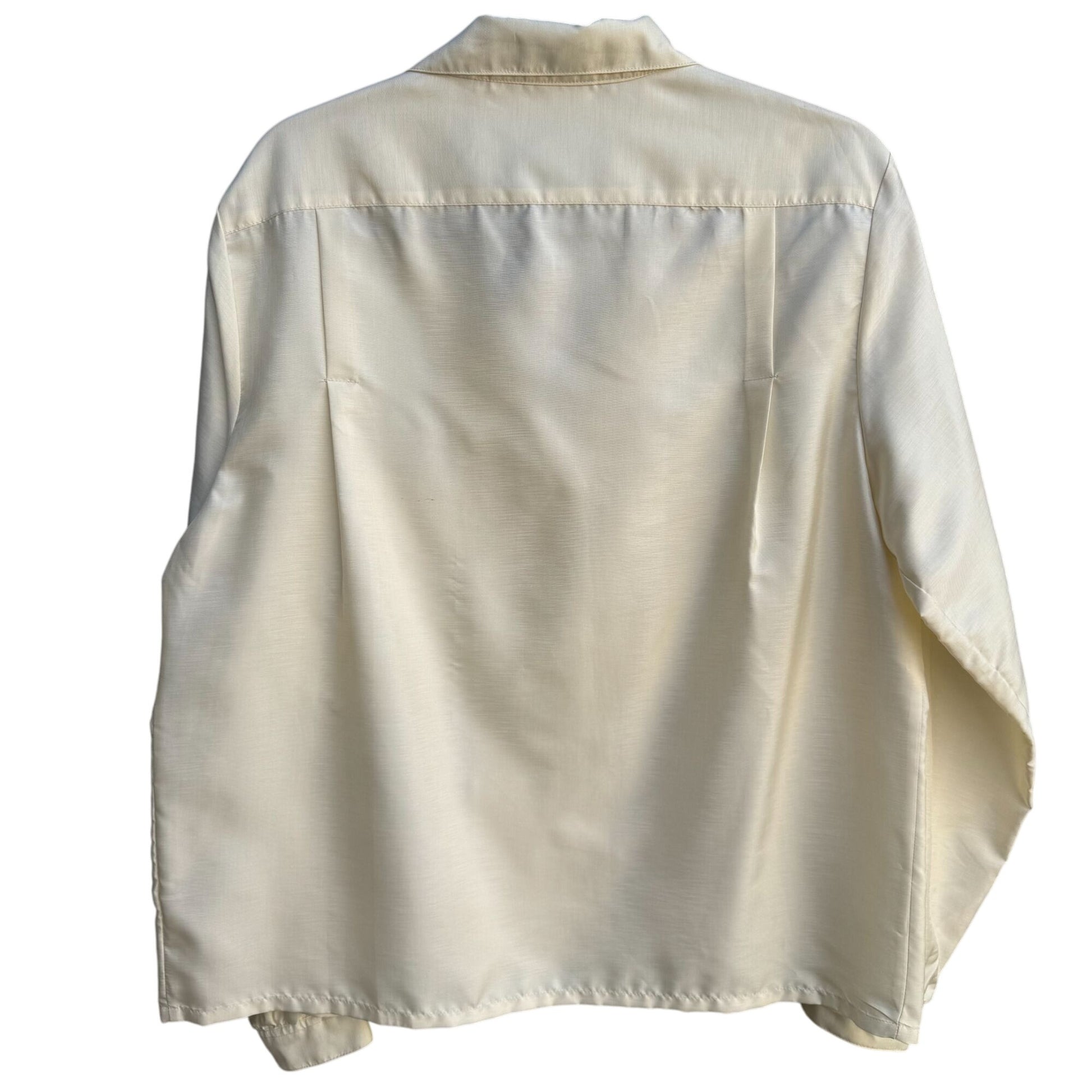 Josephine Vintage Womens Cream Poly Shantung Button-Up Roll Tab Sleeve Blouse 14