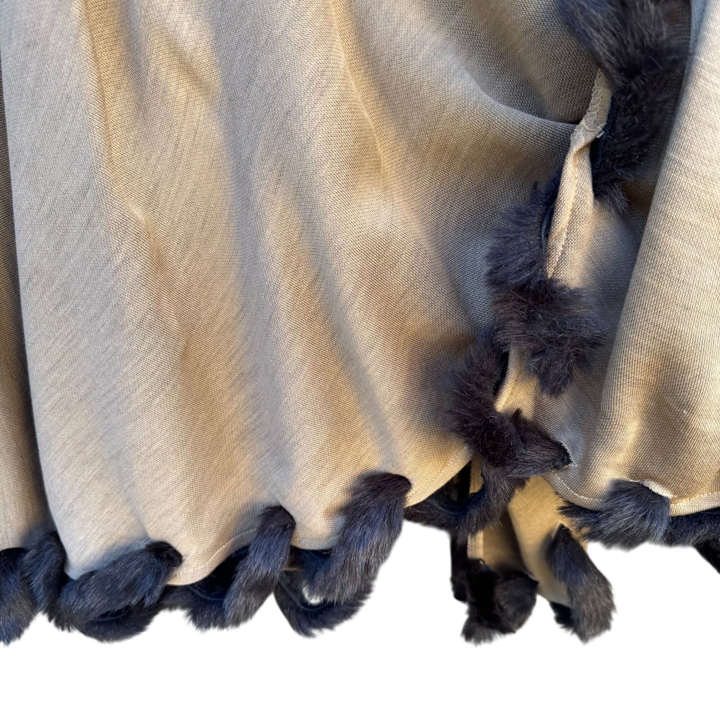 Randolph Duke The Look Womens Vintage Beige Cape Wrap Cardigan Faux Fur Trim OS