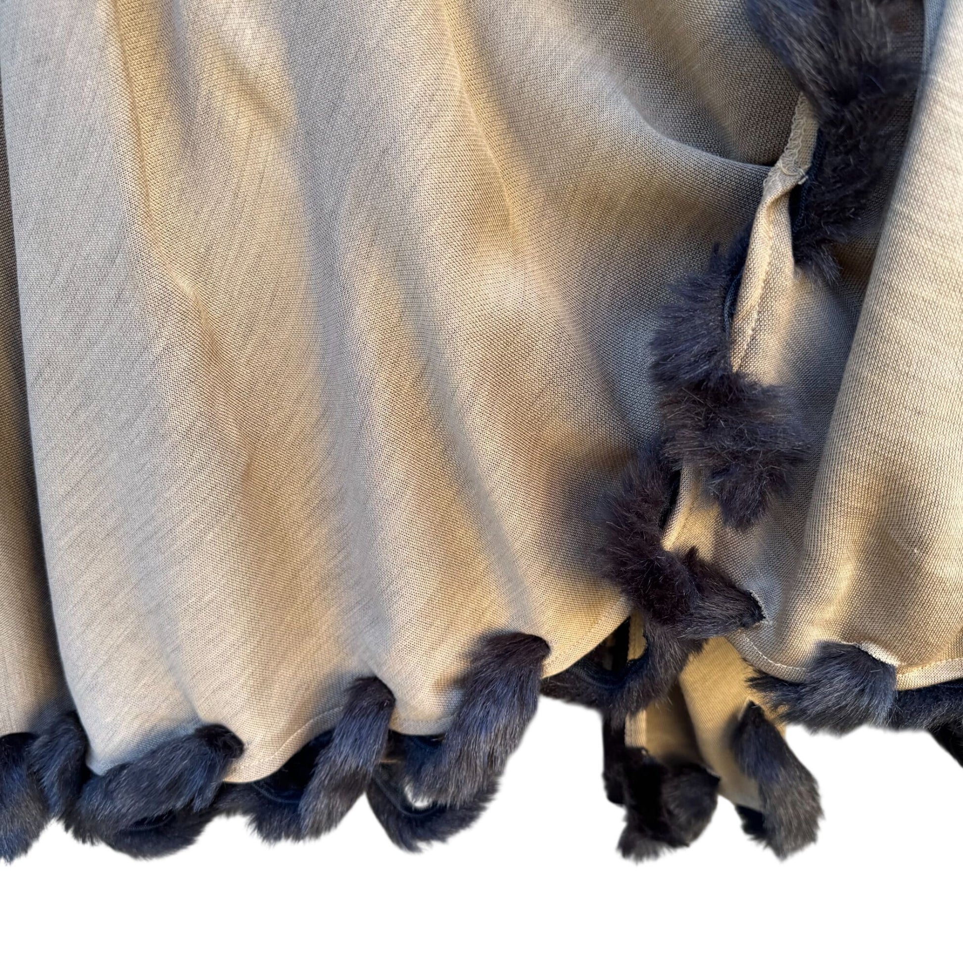 Randolph Duke The Look Womens Vintage Beige Cape Wrap Cardigan Faux Fur Trim OS