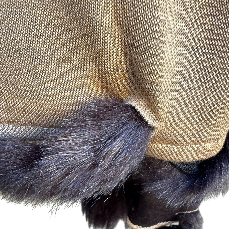 Randolph Duke The Look Womens Vintage Beige Cape Wrap Cardigan Faux Fur Trim OS