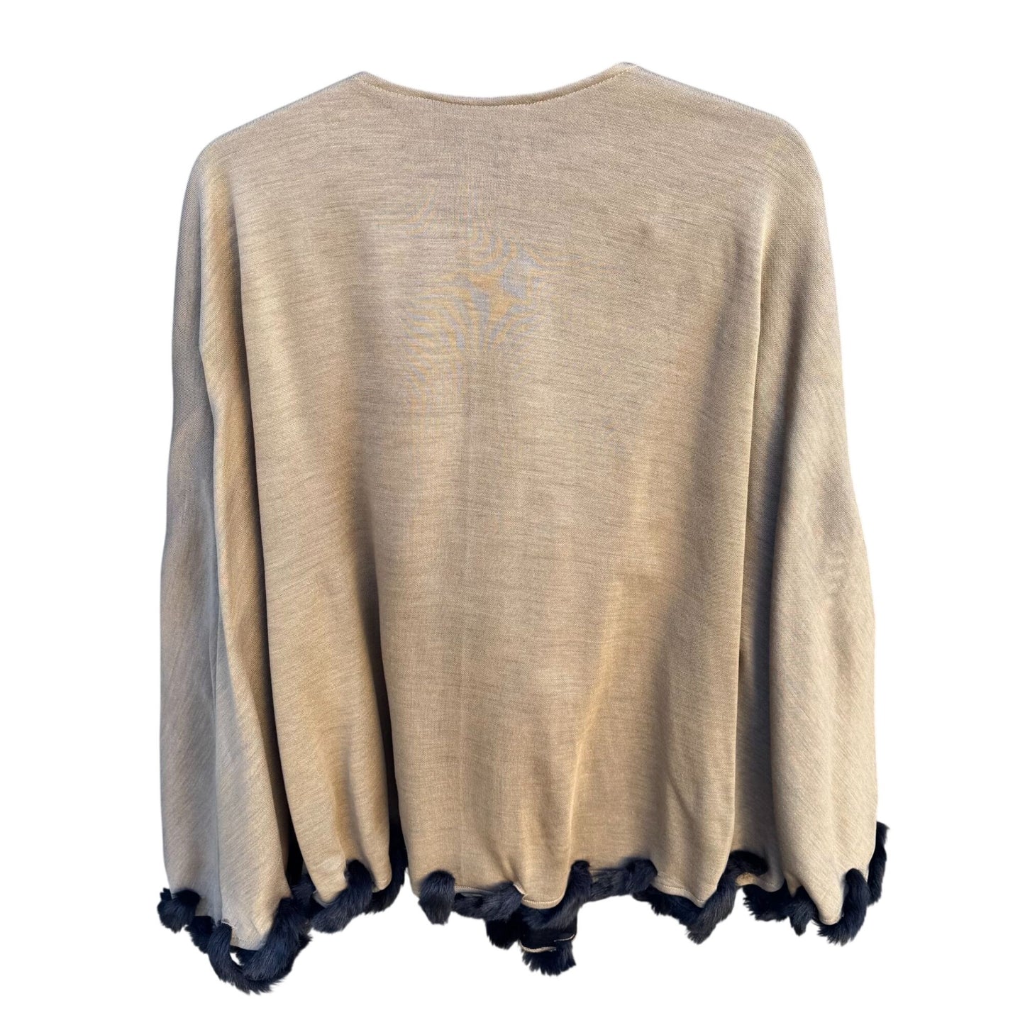 Randolph Duke The Look Womens Vintage Beige Cape Wrap Cardigan Faux Fur Trim OS