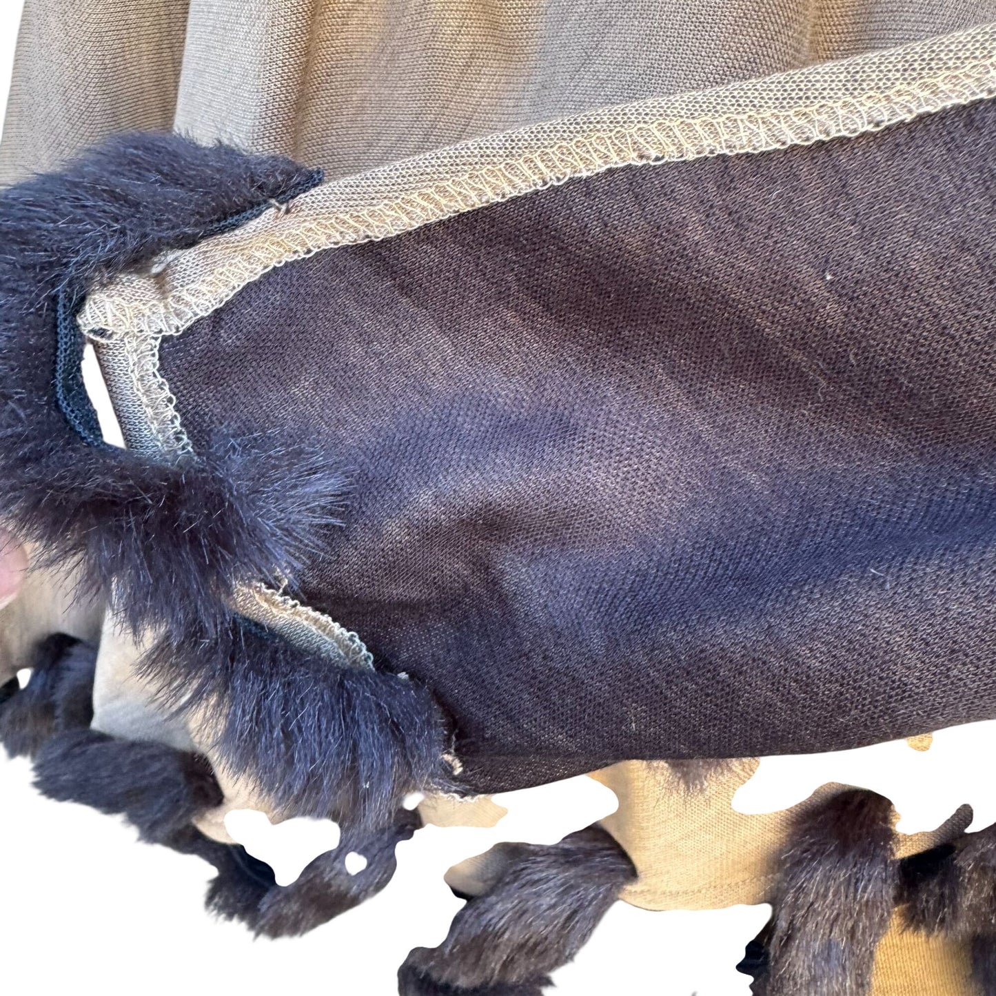 Randolph Duke The Look Womens Vintage Beige Cape Wrap Cardigan Faux Fur Trim OS