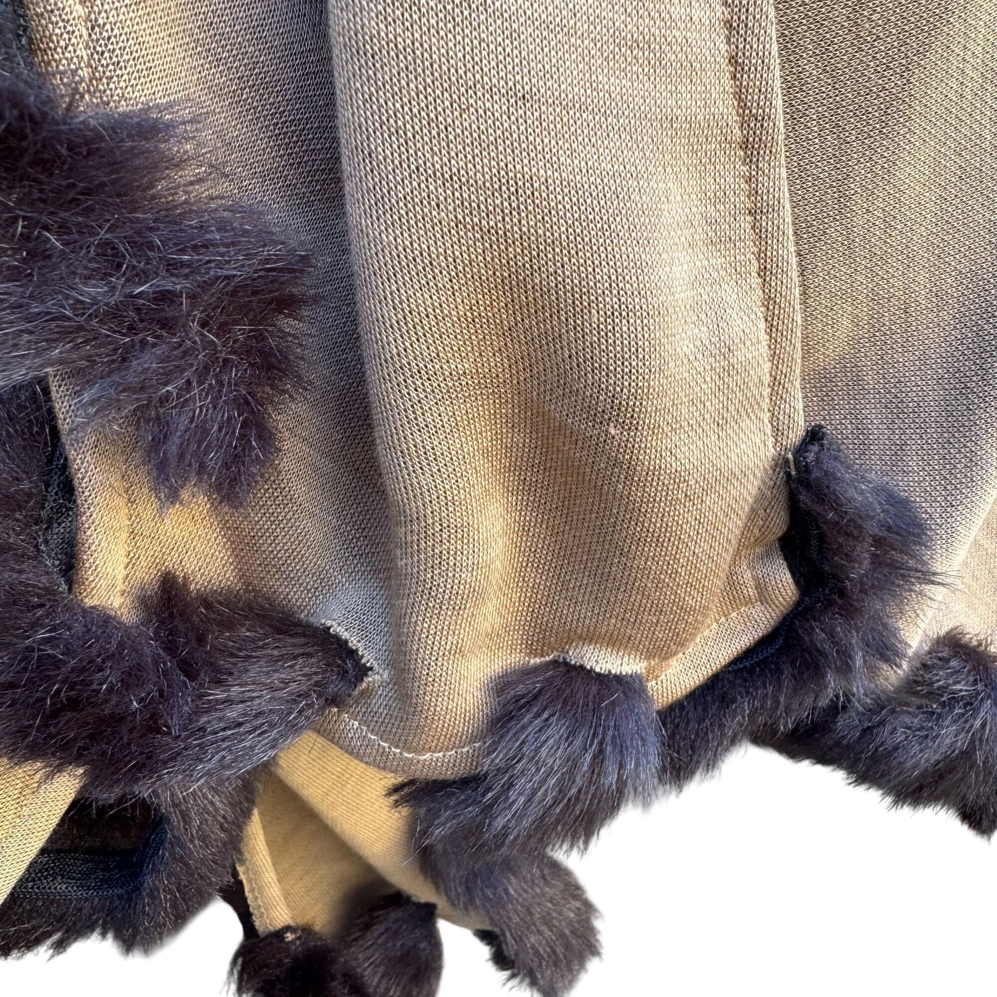 Randolph Duke The Look Womens Vintage Beige Cape Wrap Cardigan Faux Fur Trim OS