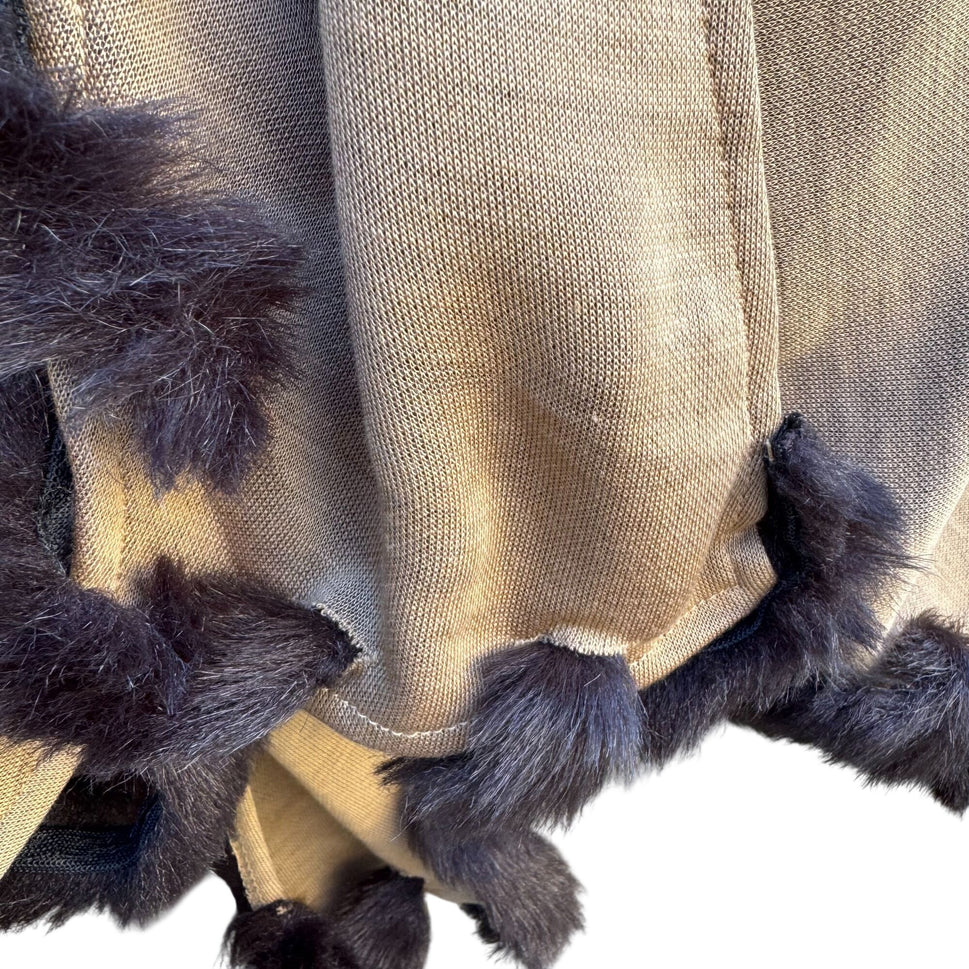 Randolph Duke The Look Womens Vintage Beige Cape Wrap Cardigan Faux Fur Trim OS