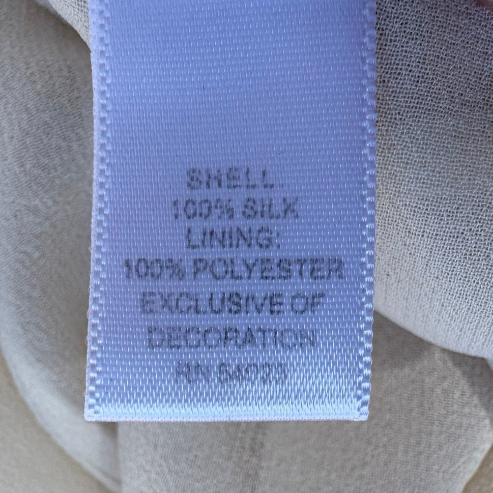 Banana Republic Silk Cream Ruffle Front Sleeveless Top Scoop Neck L Coquette