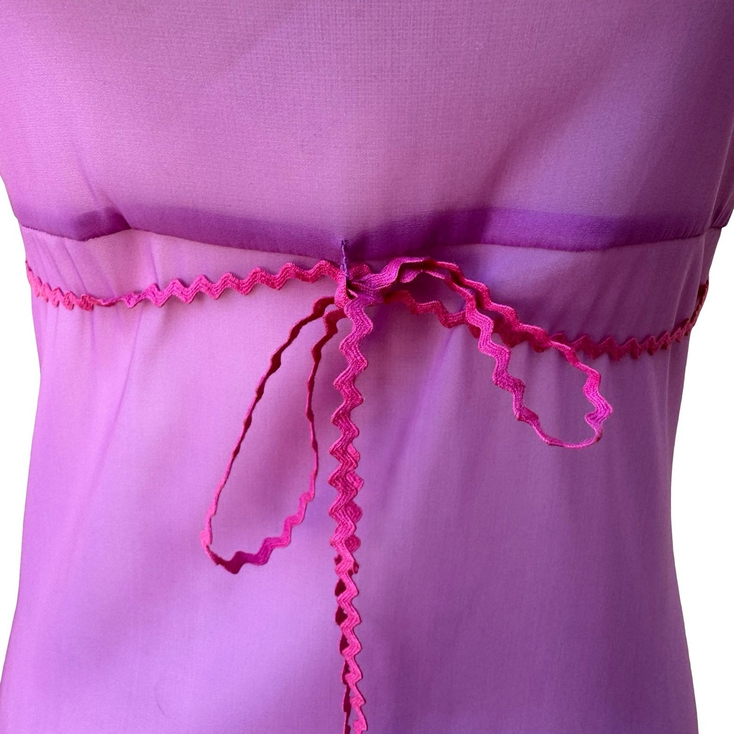 Vintage Y2K Sheer Coquette Fairy Romantic Boudoir Maxi Slip Dress Crochet Trim S