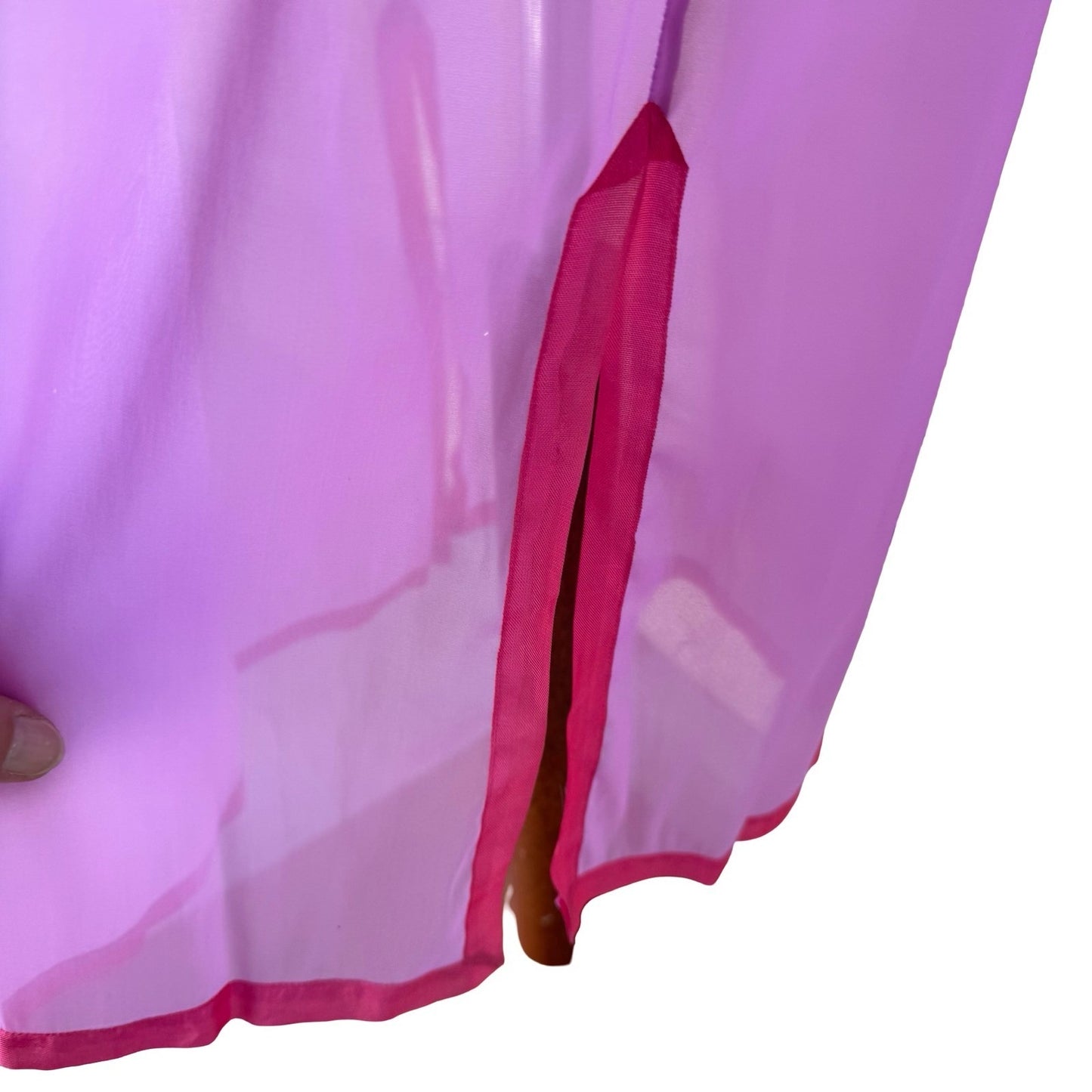 Vintage Y2K Sheer Coquette Fairy Romantic Boudoir Maxi Slip Dress Crochet Trim S