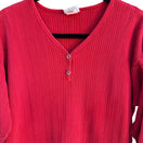 Switch City Lights SF Vintage Red Waffle Knit Long Sleeve V Neck Thermal Henley Top L/XL 2 image