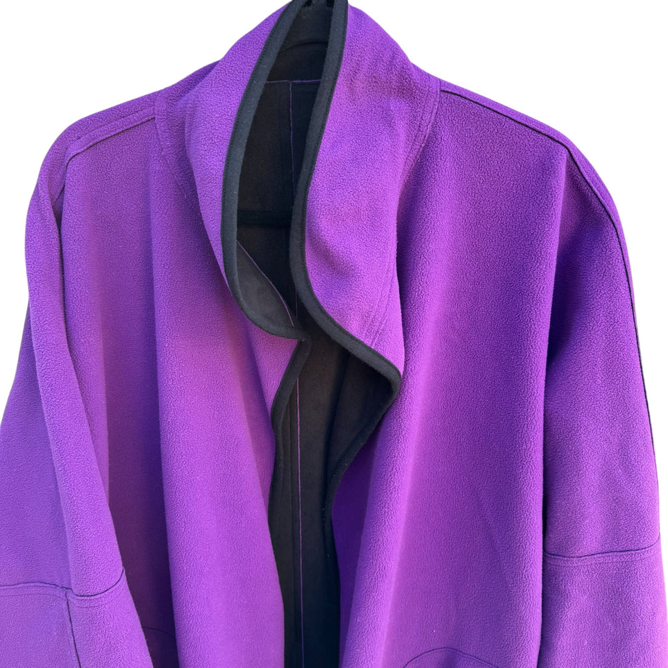 Newport News Vintage Womens Black & Purple Microfiber Reversible Long Coat L/P