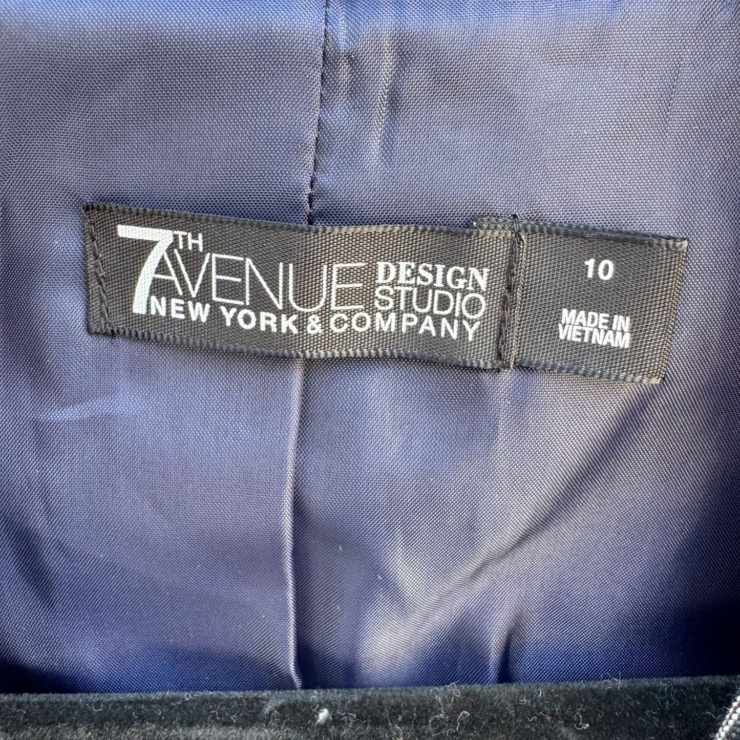 7th Avenue Design Studio Womens Preppy Navy White Pinstripe Blazer Jacket 10