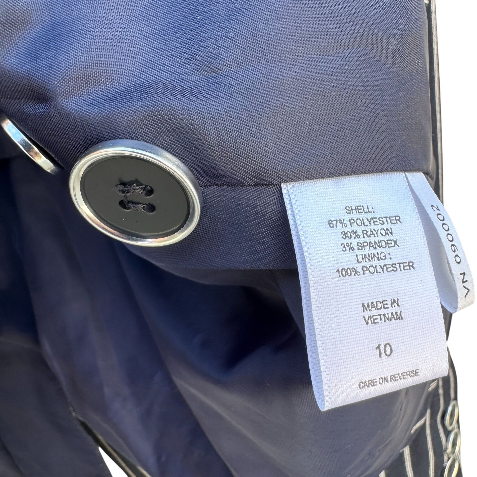 7th Avenue Design Studio Womens Preppy Navy White Pinstripe Blazer Jacket 10